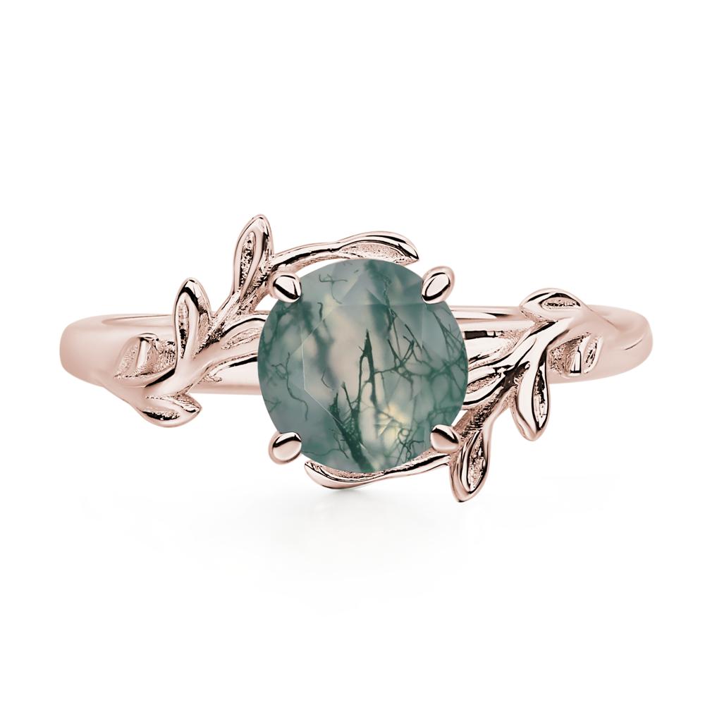 Vine Moss Agate Solitaire Engagement Ring - LUO Jewelry #metal_14k rose gold
