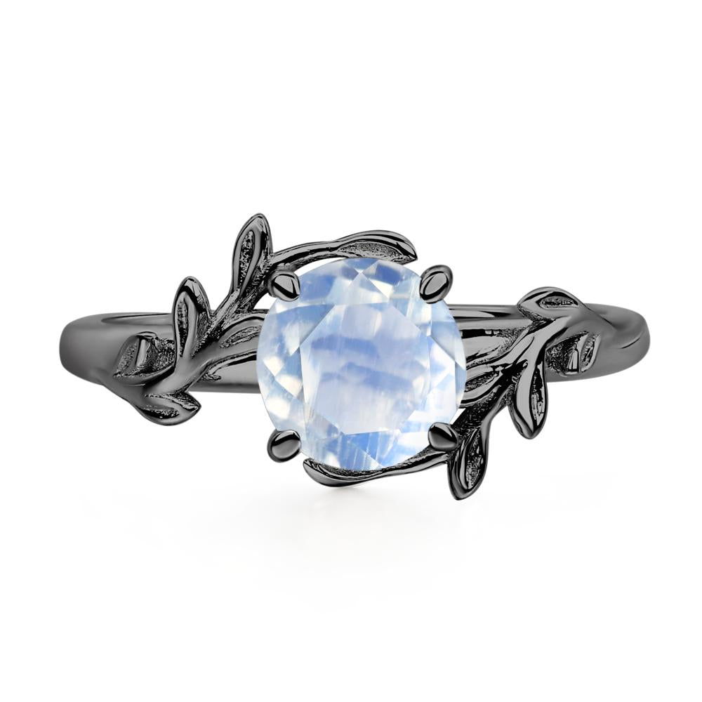 Vine Moonstone Solitaire Engagement Ring - LUO Jewelry #metal_black finish sterling silver