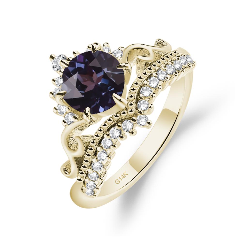 Vintage Lab Alexandrite Cocktail Ring - LUO Jewelry #metal_14k yellow gold