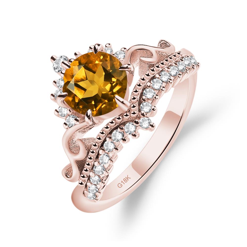Vintage Citrine Cocktail Ring - LUO Jewelry #metal_18k rose gold