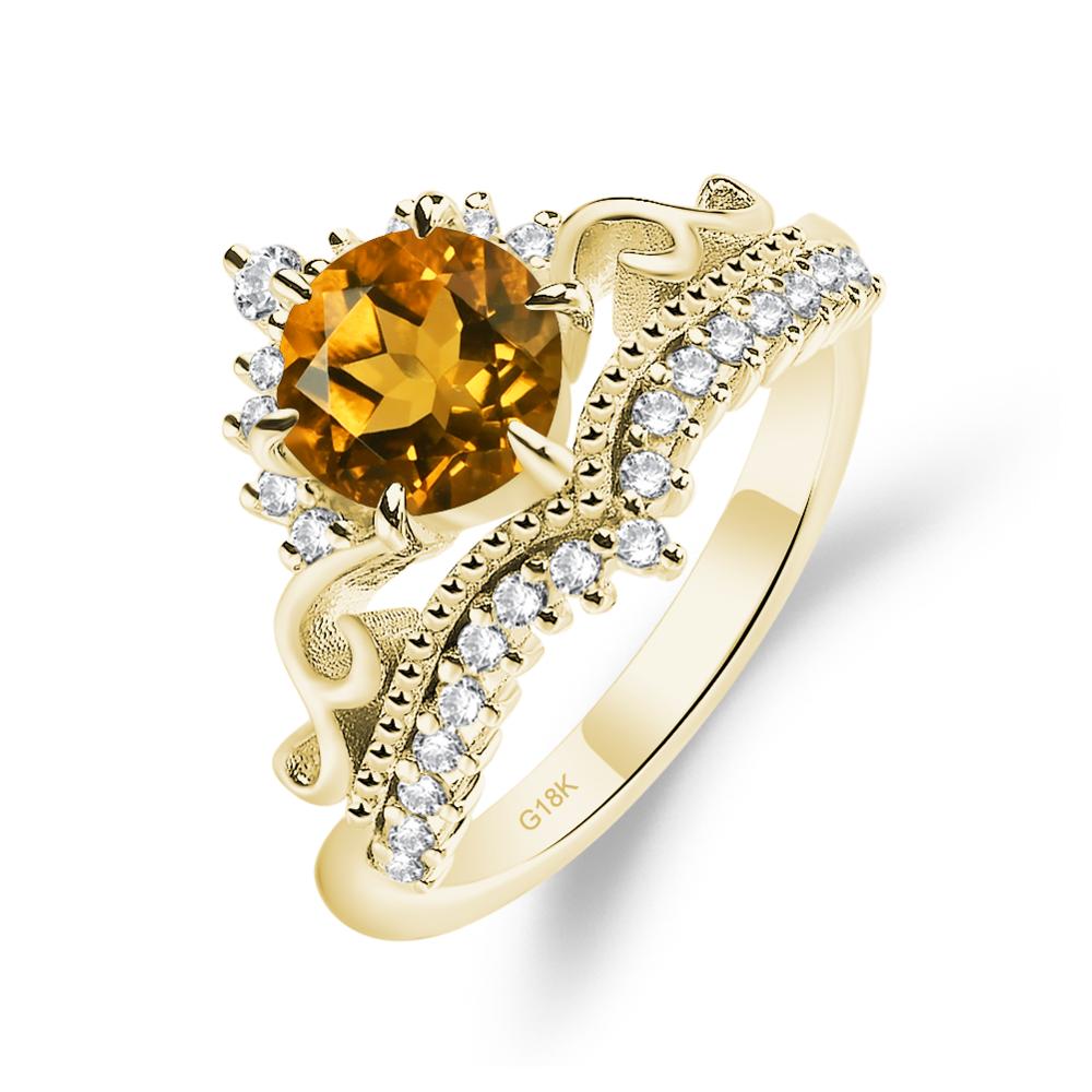 Vintage Citrine Cocktail Ring - LUO Jewelry #metal_18k yellow gold