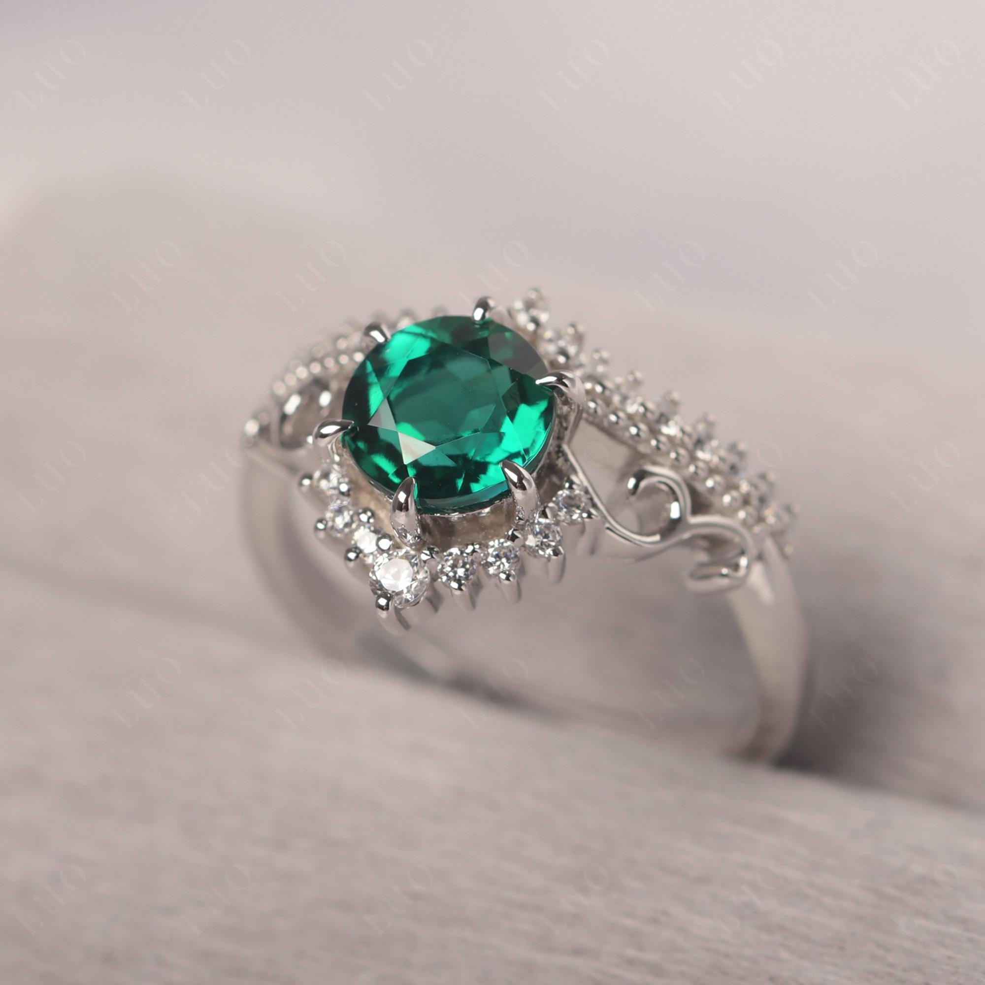 Vintage Lab Created Emerald Cocktail Ring - LUO Jewelry