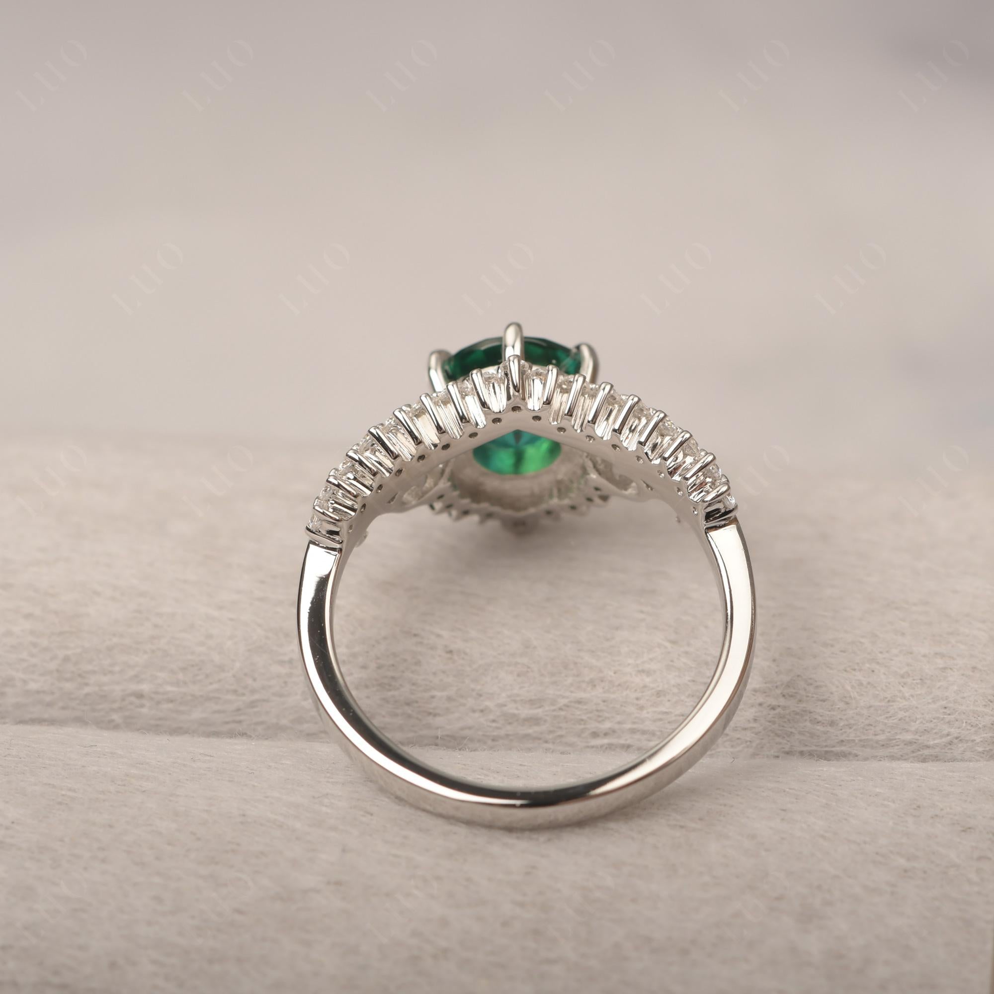 Vintage Lab Created Emerald Cocktail Ring - LUO Jewelry
