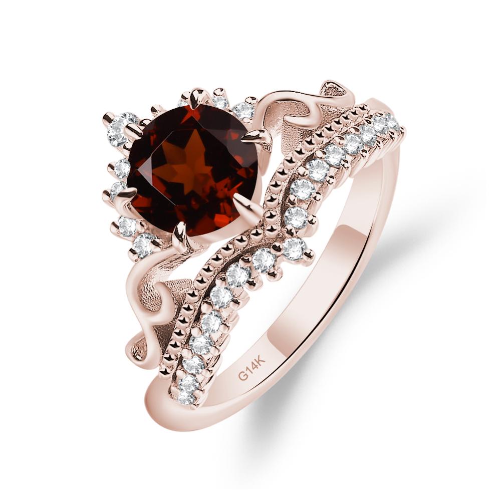 Vintage Garnet Cocktail Ring - LUO Jewelry #metal_14k rose gold