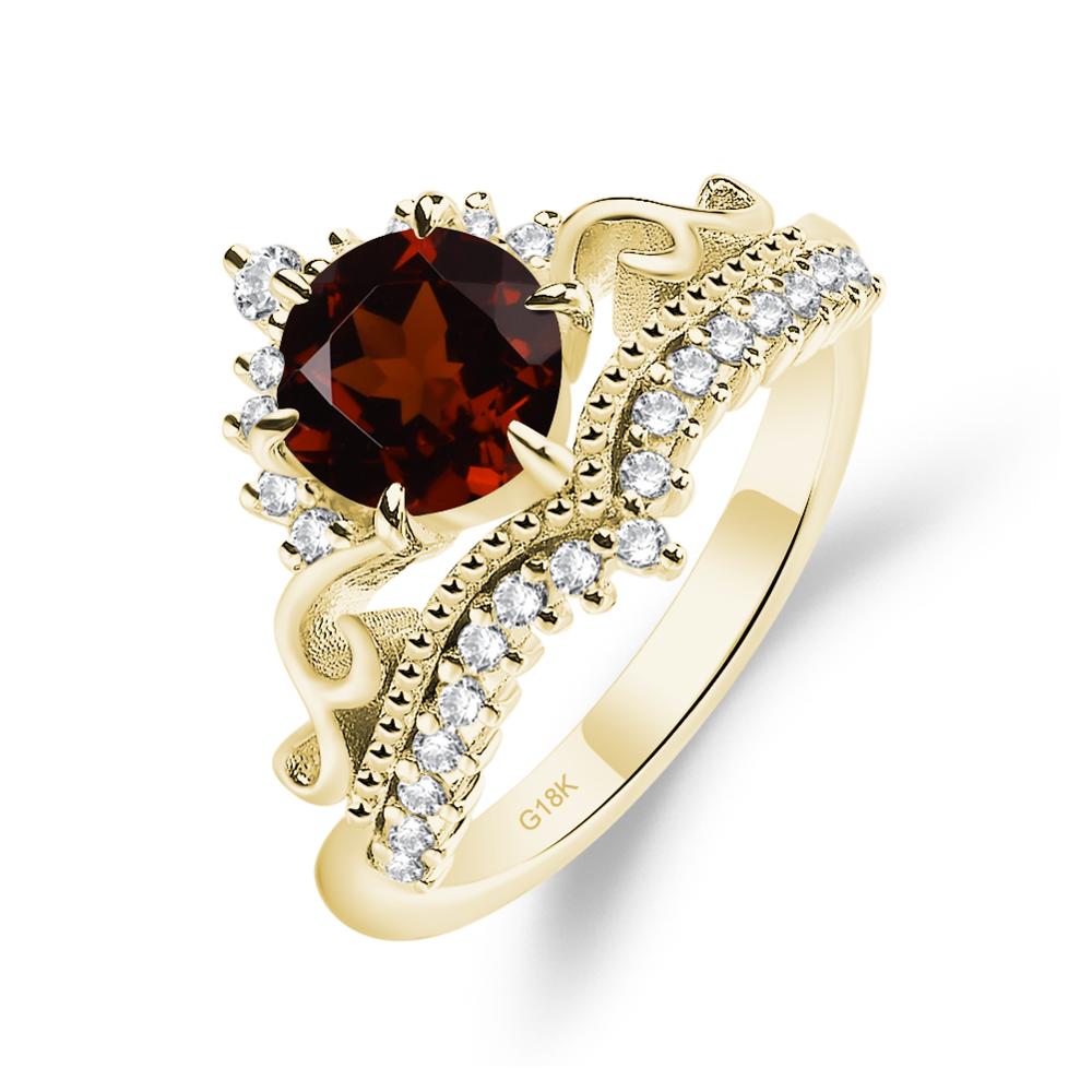 Vintage Garnet Cocktail Ring - LUO Jewelry #metal_18k yellow gold