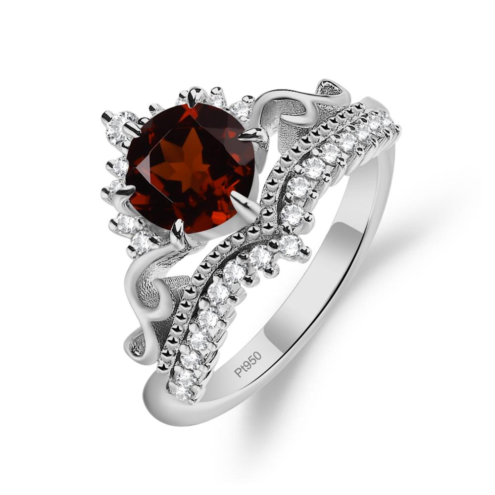 Vintage Garnet Cocktail Ring - LUO Jewelry #metal_platinum