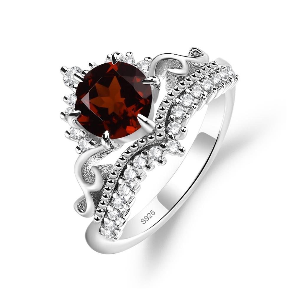 Vintage Garnet Cocktail Ring - LUO Jewelry #metal_sterling silver