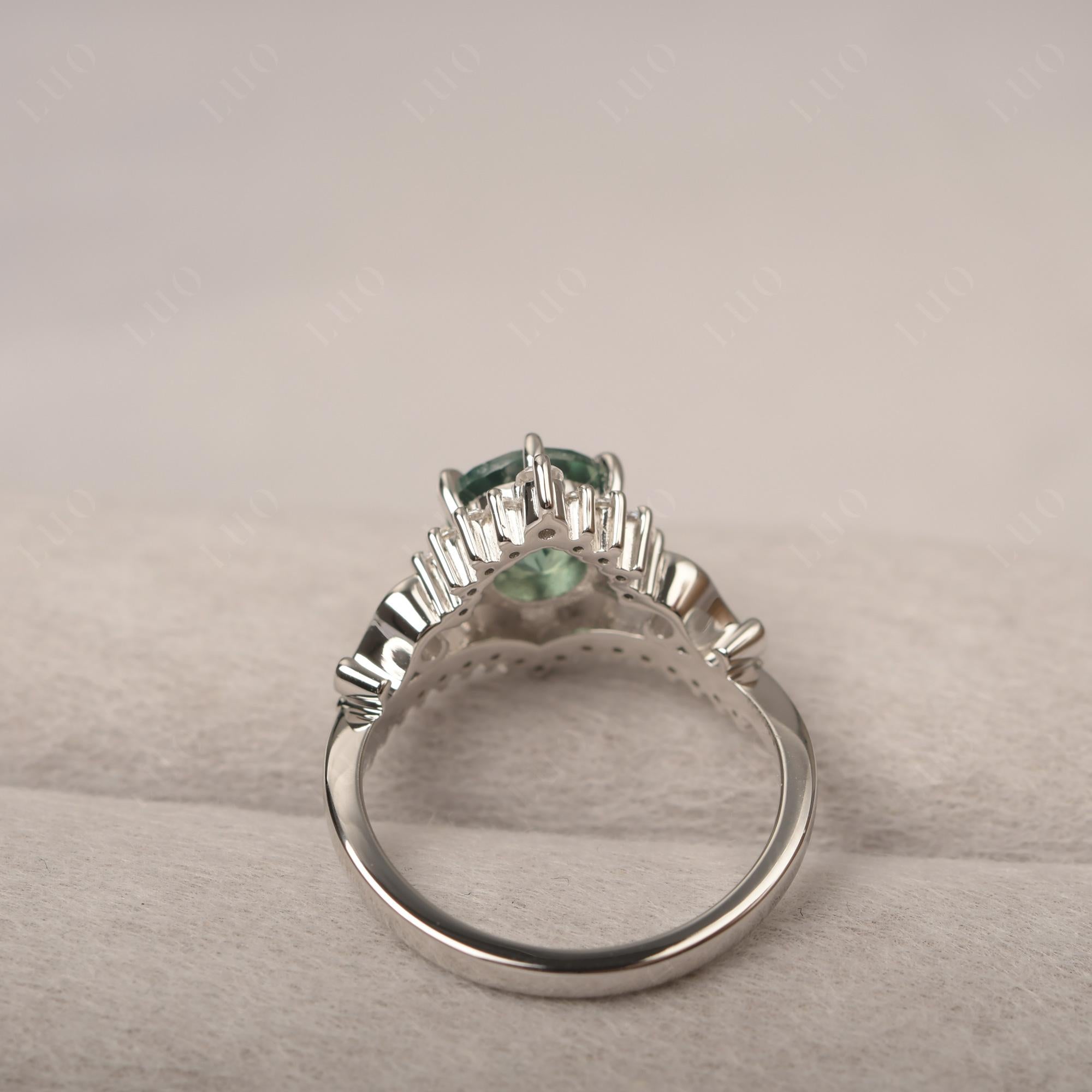 Vintage Lab Green Sapphire Cocktail Ring - LUO Jewelry