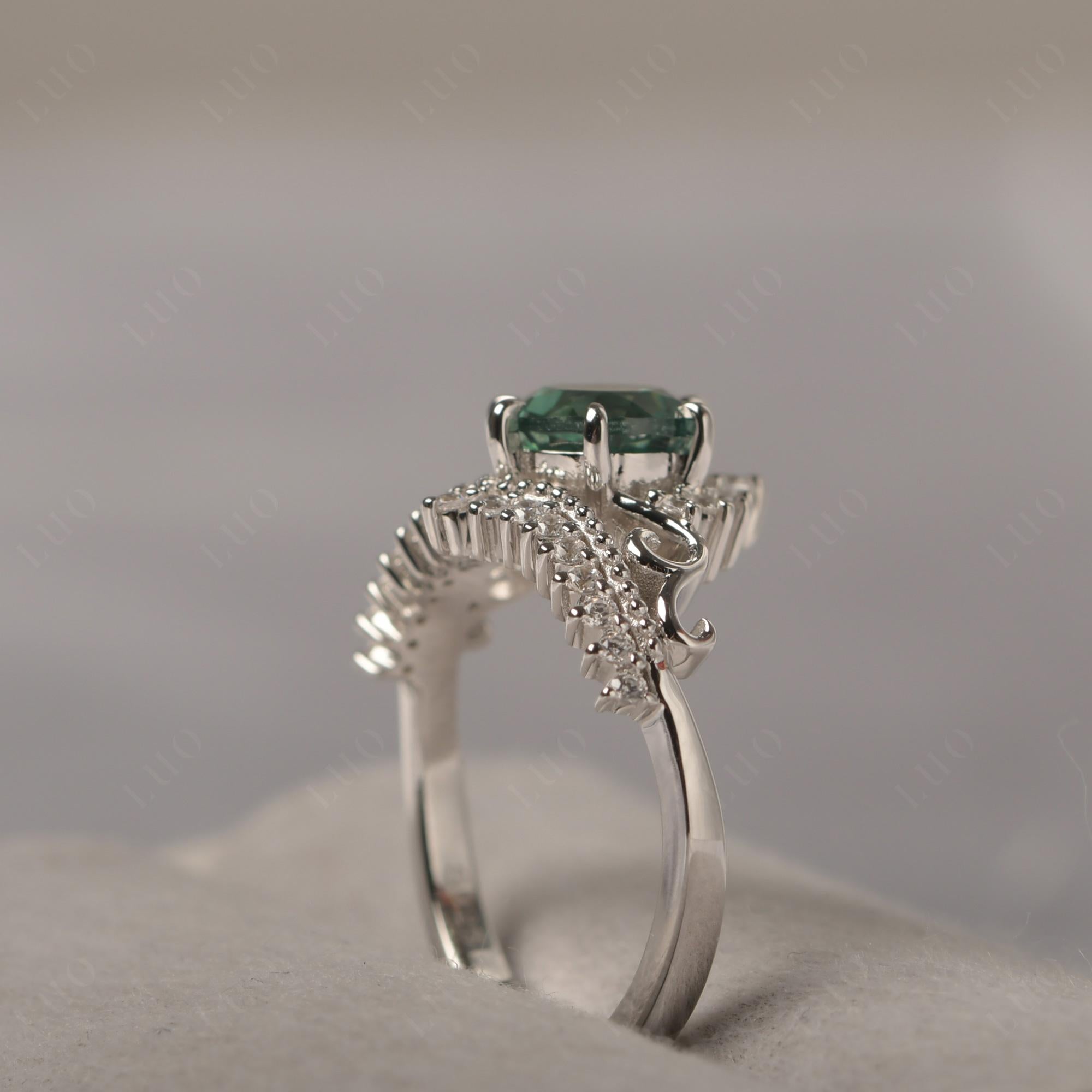 Vintage Lab Green Sapphire Cocktail Ring - LUO Jewelry