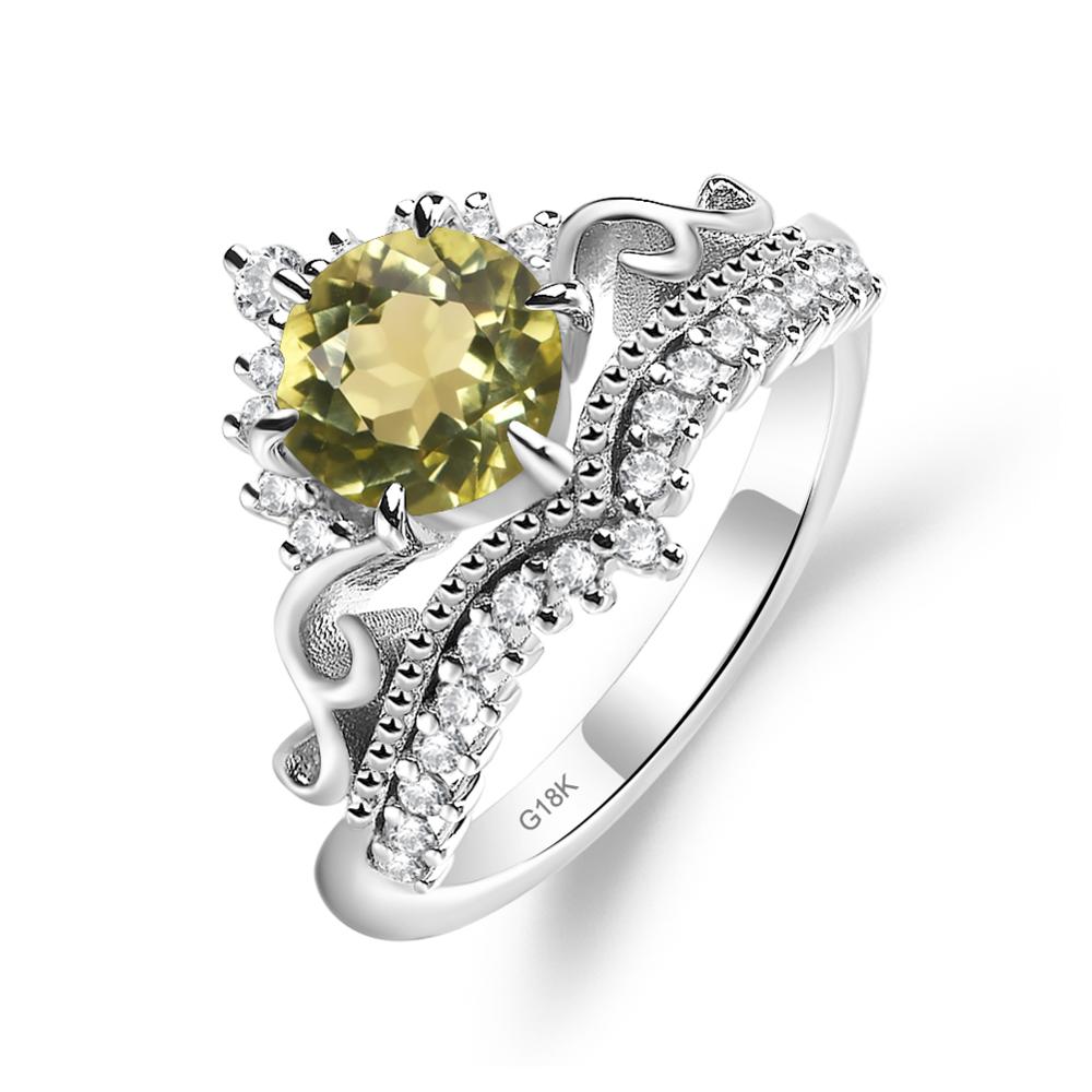 Vintage Lemon Quartz Cocktail Ring - LUO Jewelry #metal_18k white gold