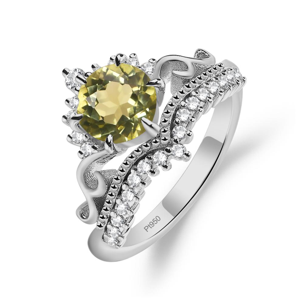 Vintage Lemon Quartz Cocktail Ring - LUO Jewelry #metal_platinum