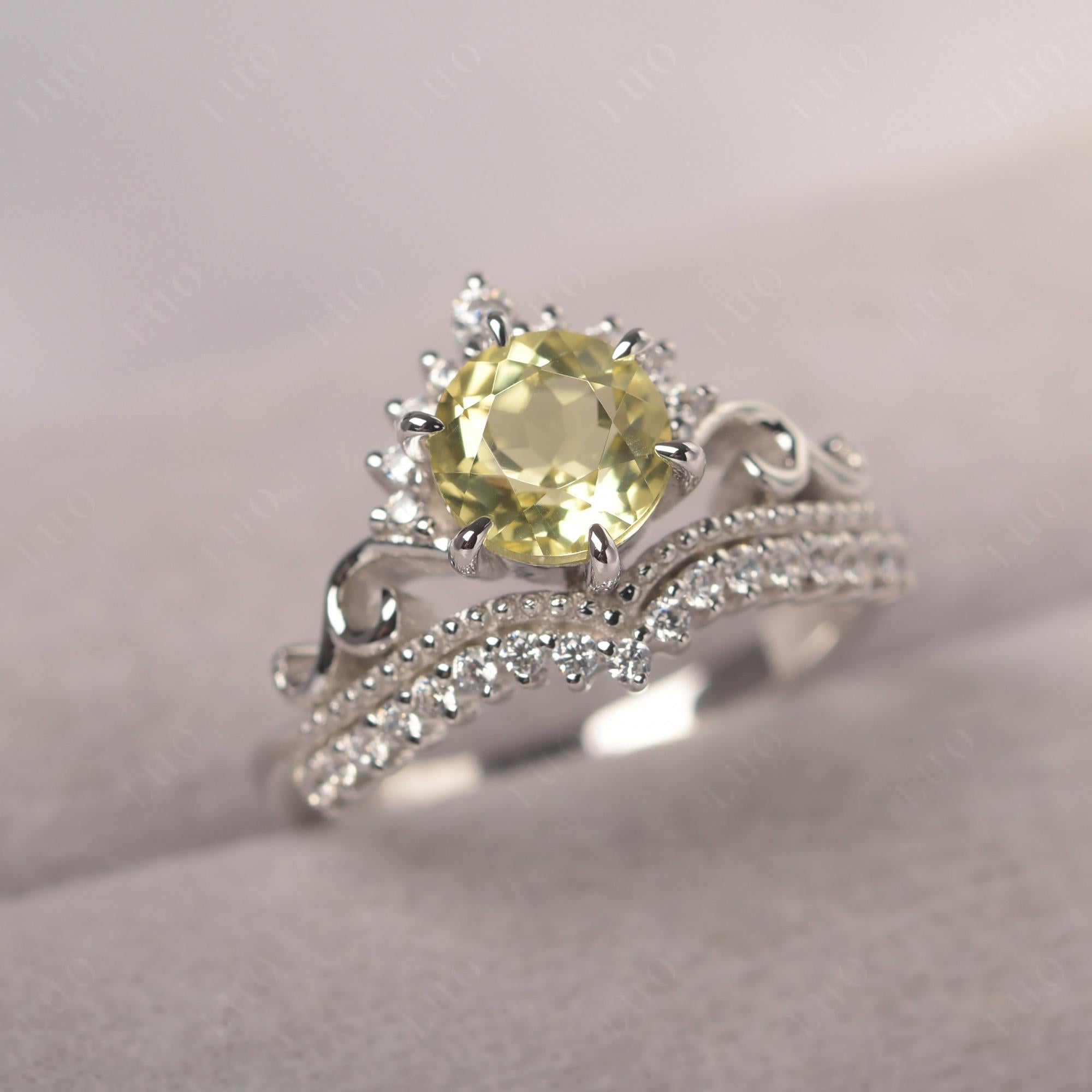 Vintage Lemon Quartz Cocktail Ring - LUO Jewelry