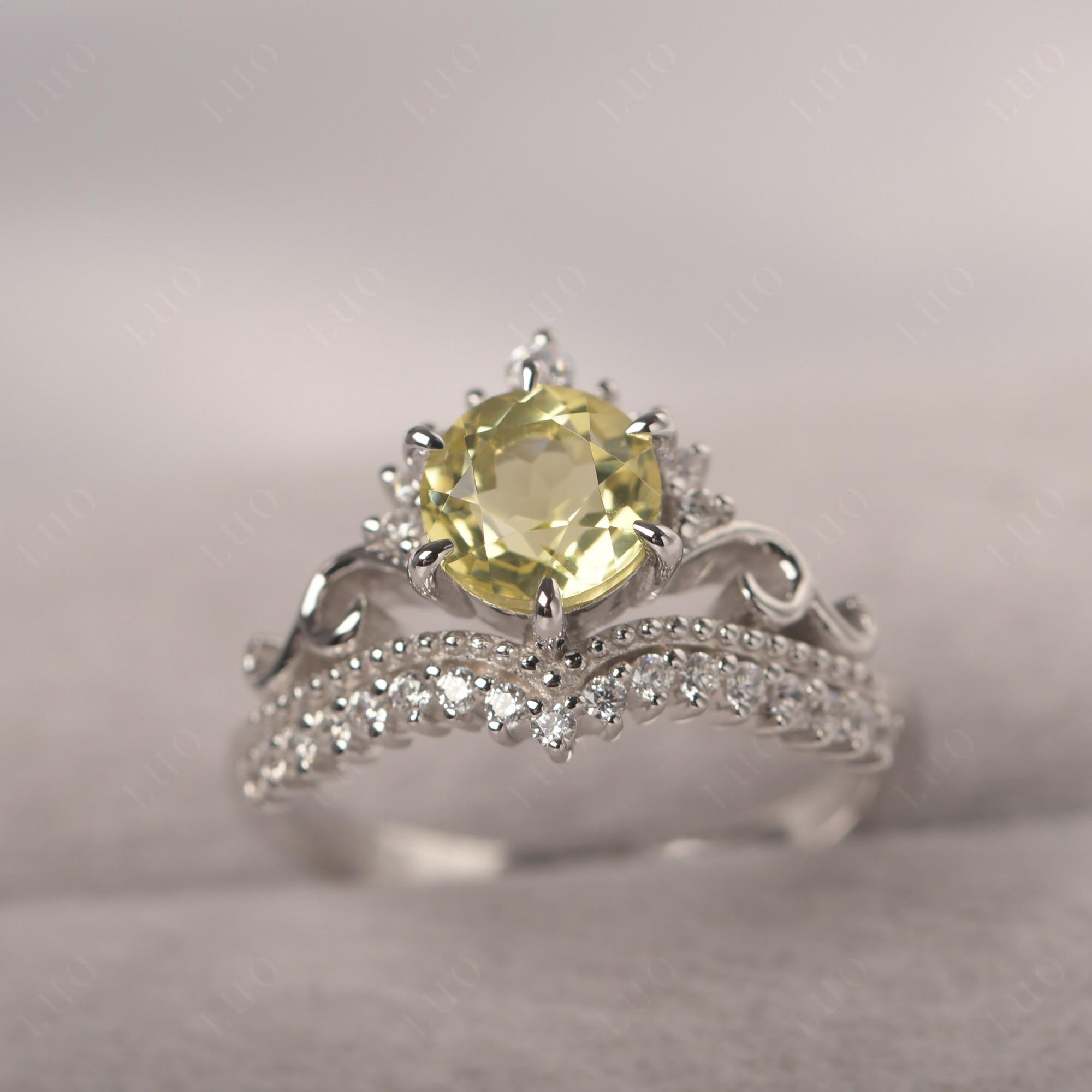 Vintage Lemon Quartz Cocktail Ring - LUO Jewelry