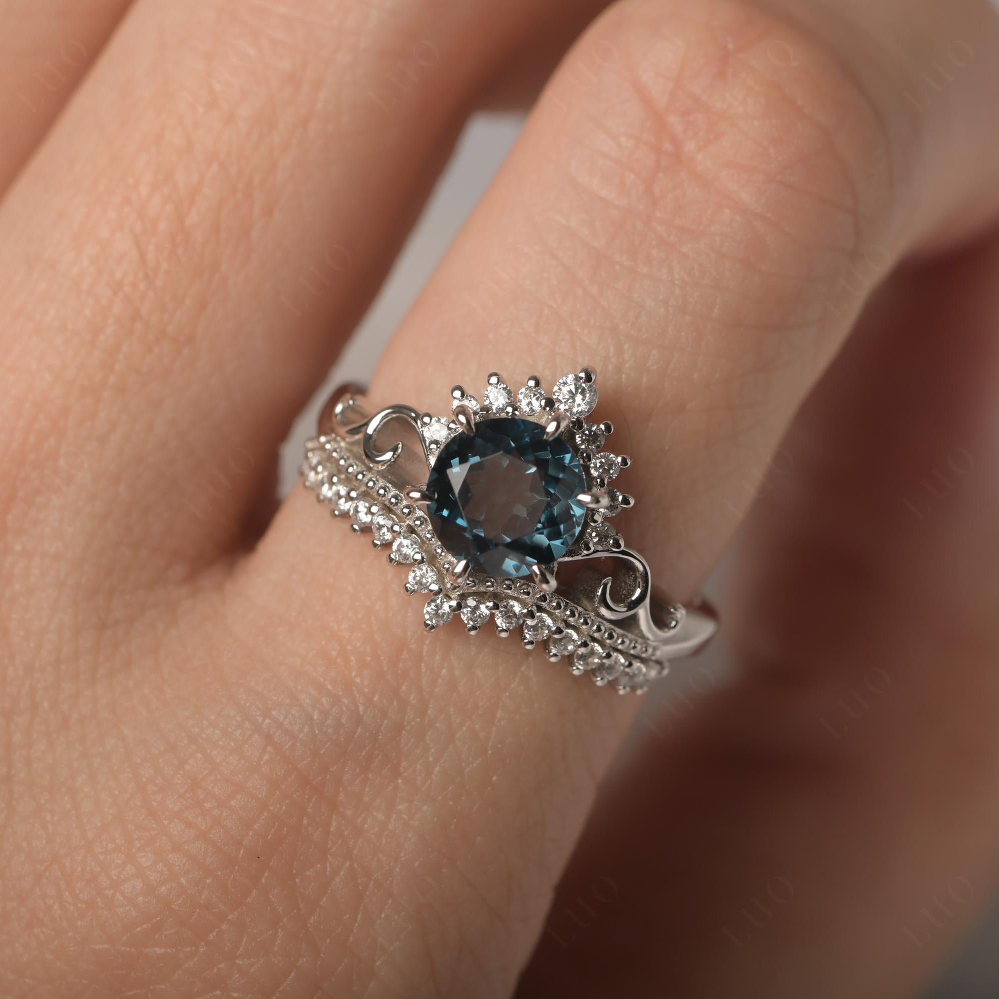 Vintage London Blue Topaz Cocktail Ring - LUO Jewelry