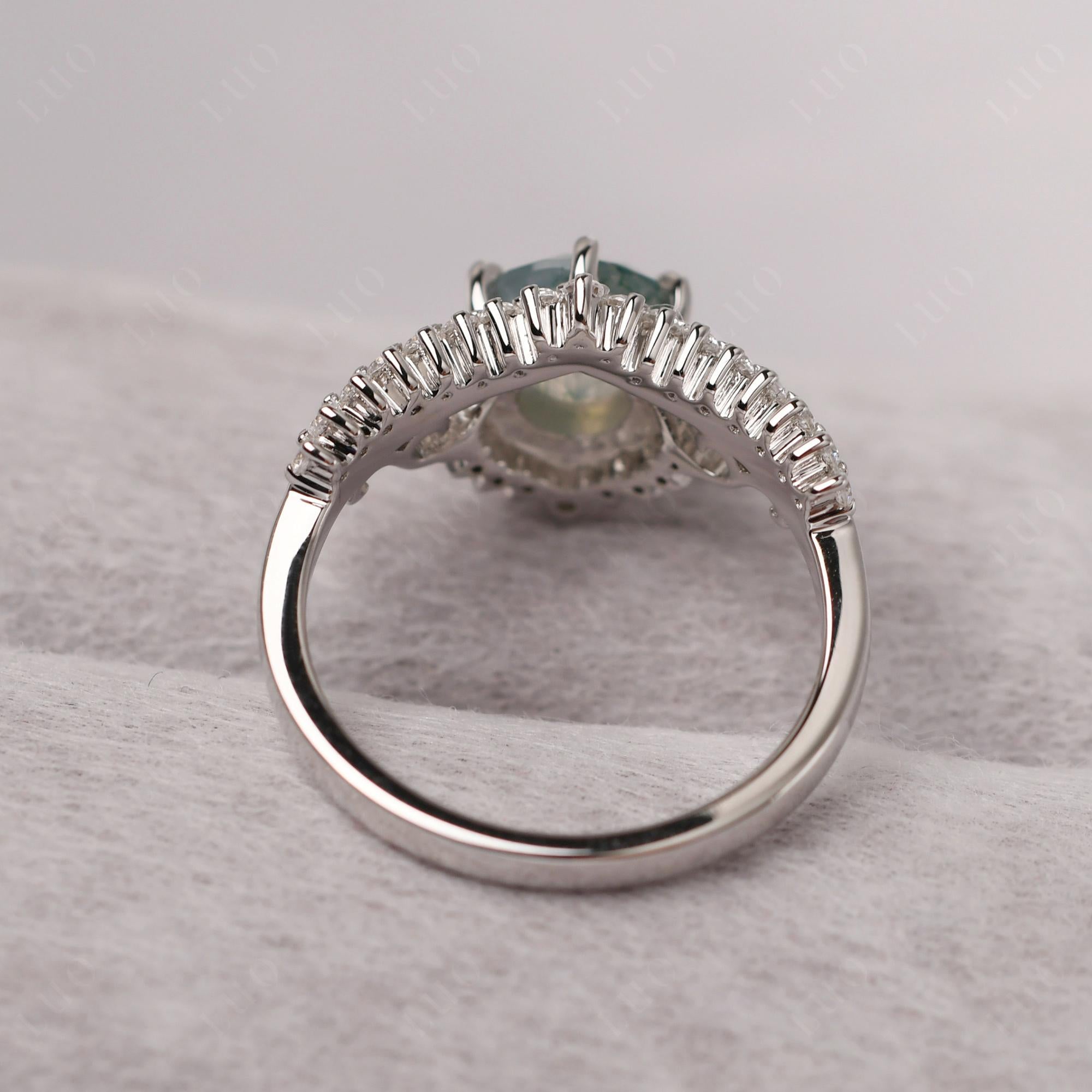 Vintage Moss Agate Cocktail Ring - LUO Jewelry