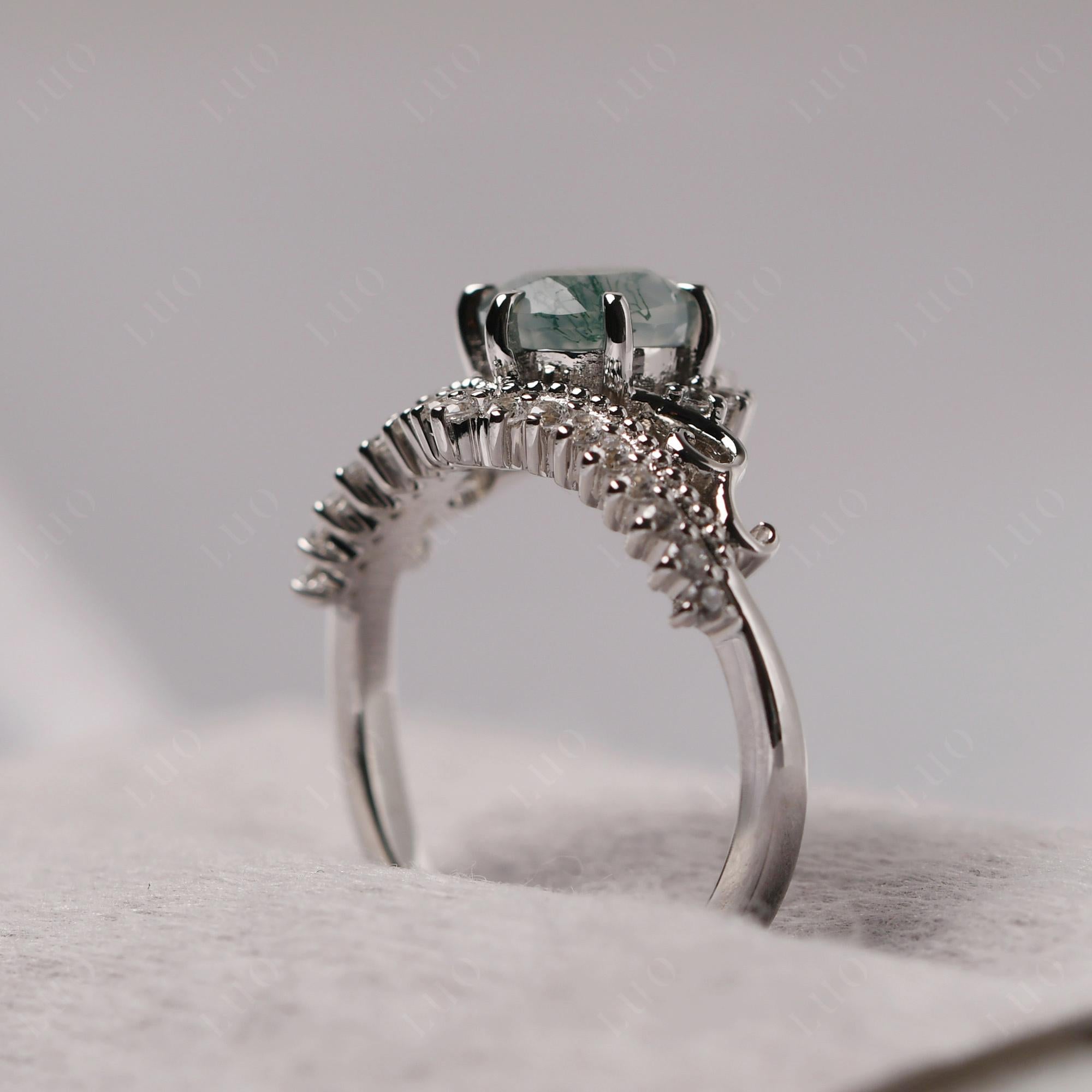 Vintage Moss Agate Cocktail Ring - LUO Jewelry