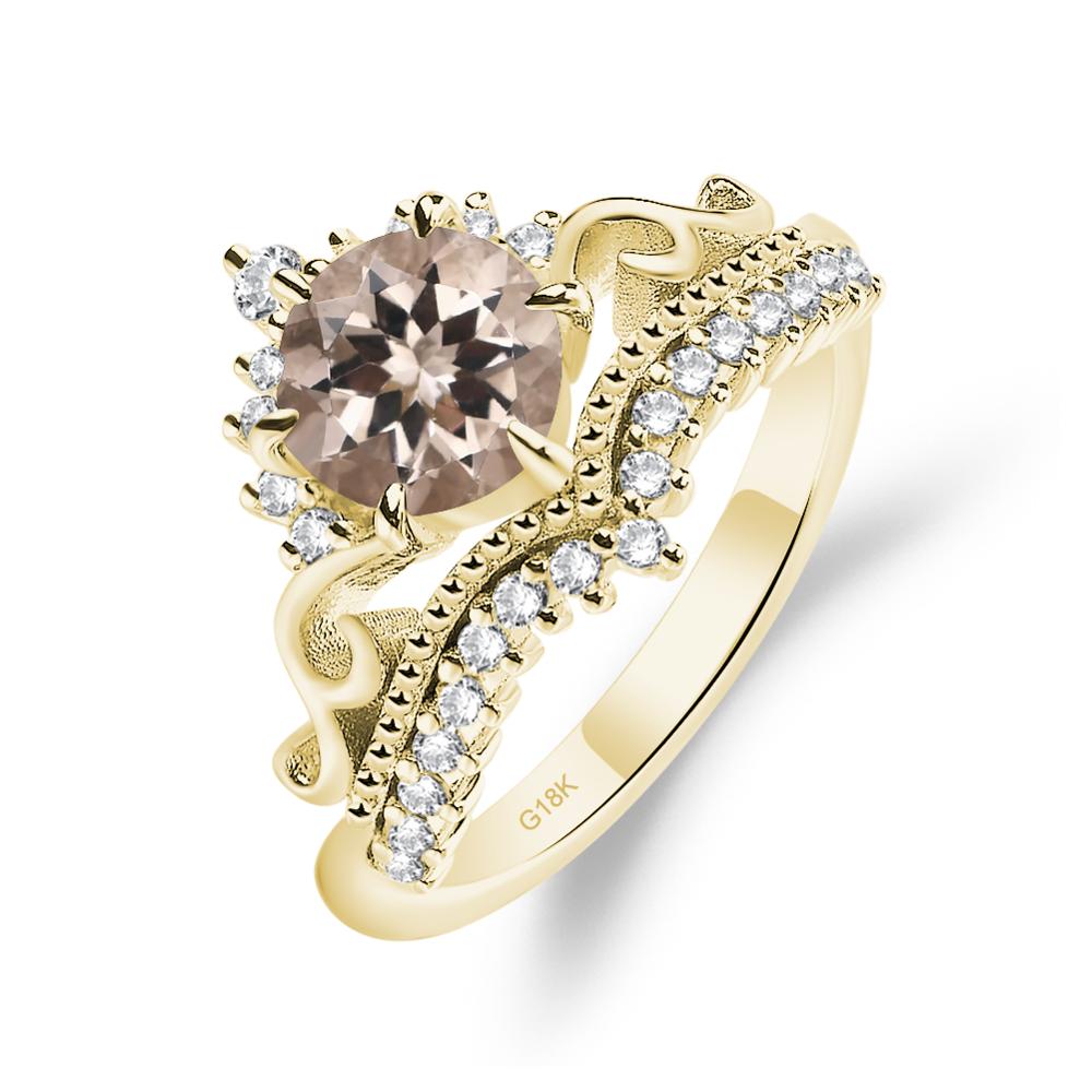 Vintage Morganite Cocktail Ring - LUO Jewelry #metal_18k yellow gold