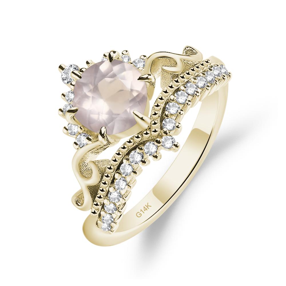 Vintage Rose Quartz Cocktail Ring - LUO Jewelry #metal_14k yellow gold