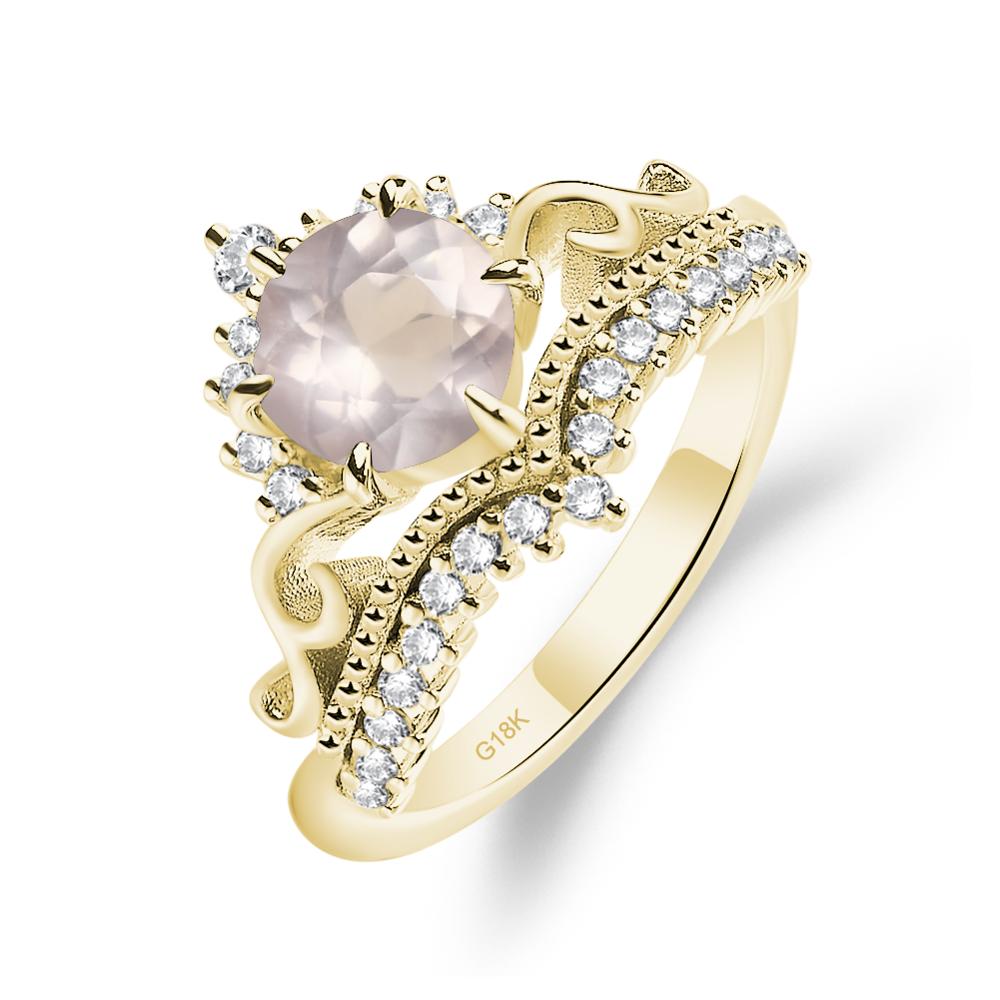 Vintage Rose Quartz Cocktail Ring - LUO Jewelry #metal_18k yellow gold