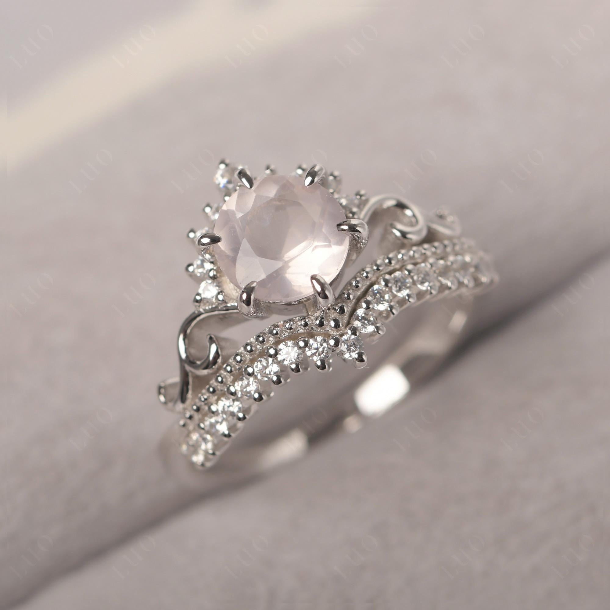 Vintage Rose Quartz Cocktail Ring - LUO Jewelry