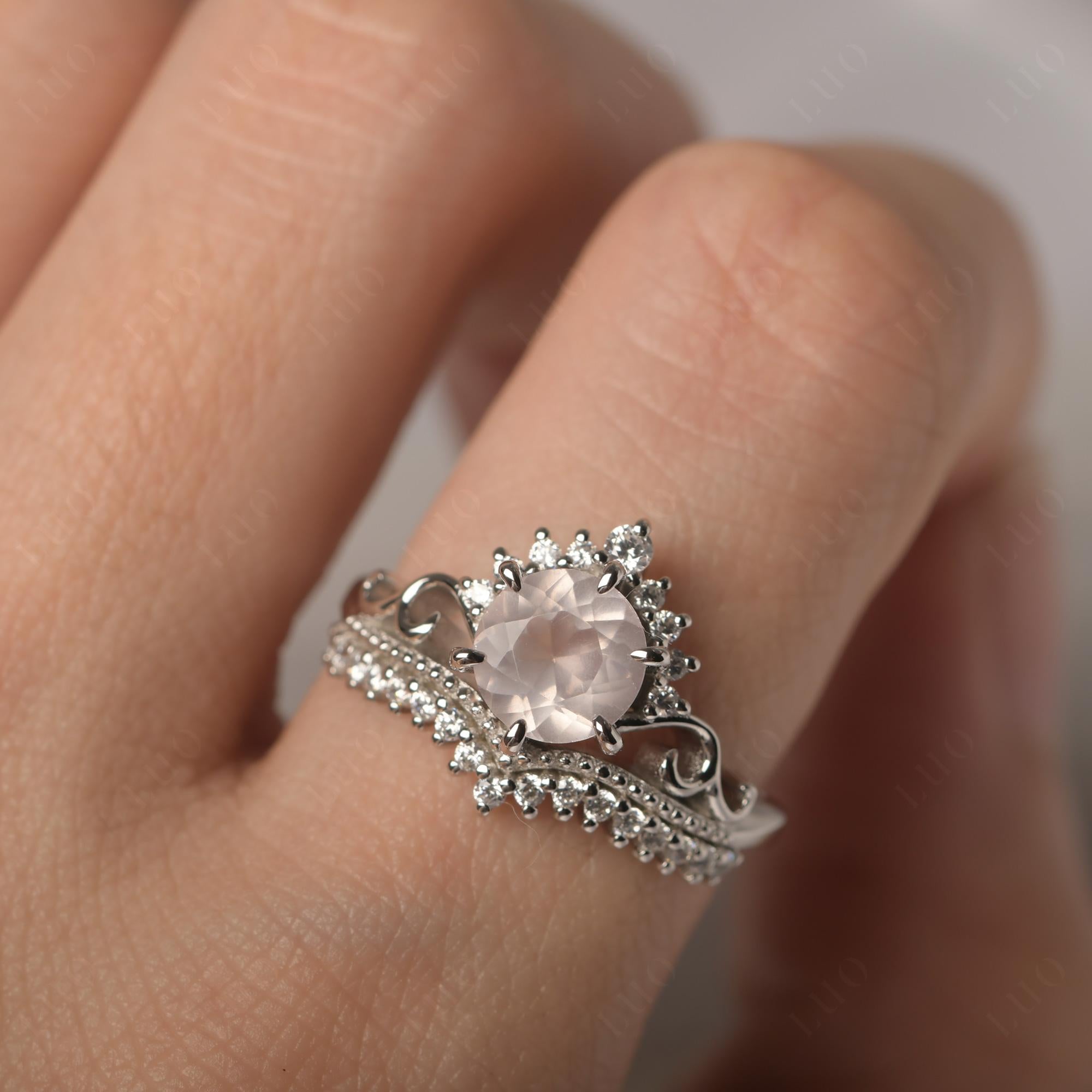 Vintage Rose Quartz Cocktail Ring - LUO Jewelry