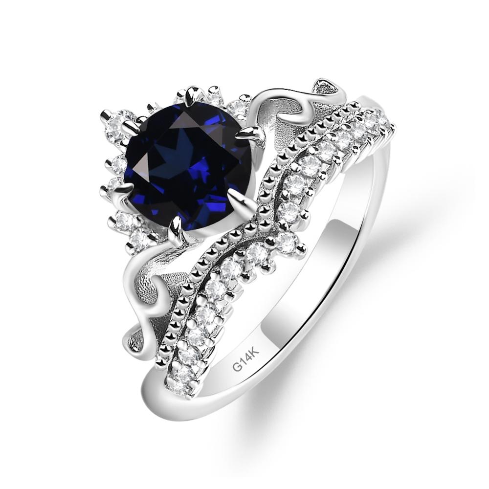 Vintage Sapphire Cocktail Ring - LUO Jewelry #metal_14k white gold