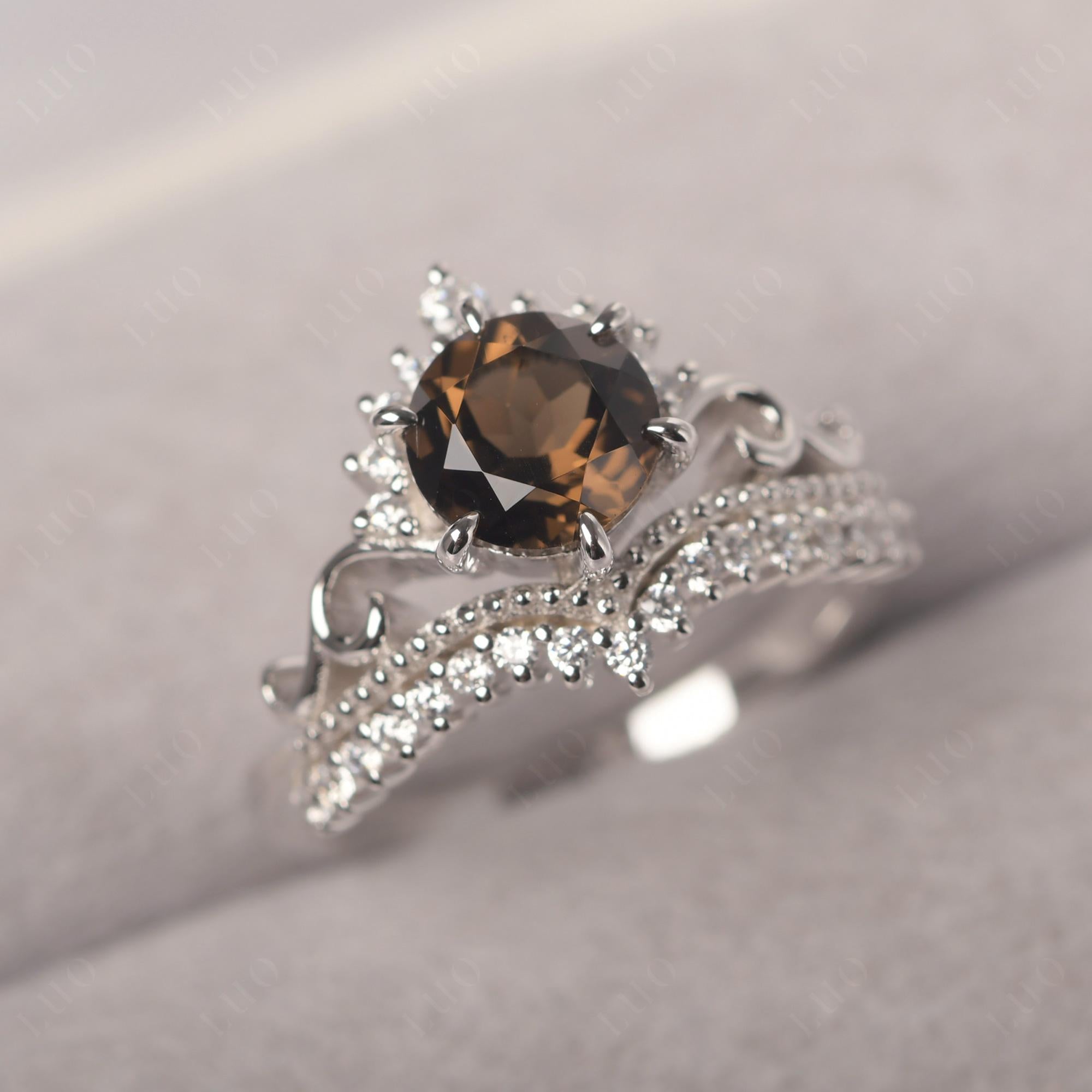 Vintage Smoky Quartz Cocktail Ring - LUO Jewelry
