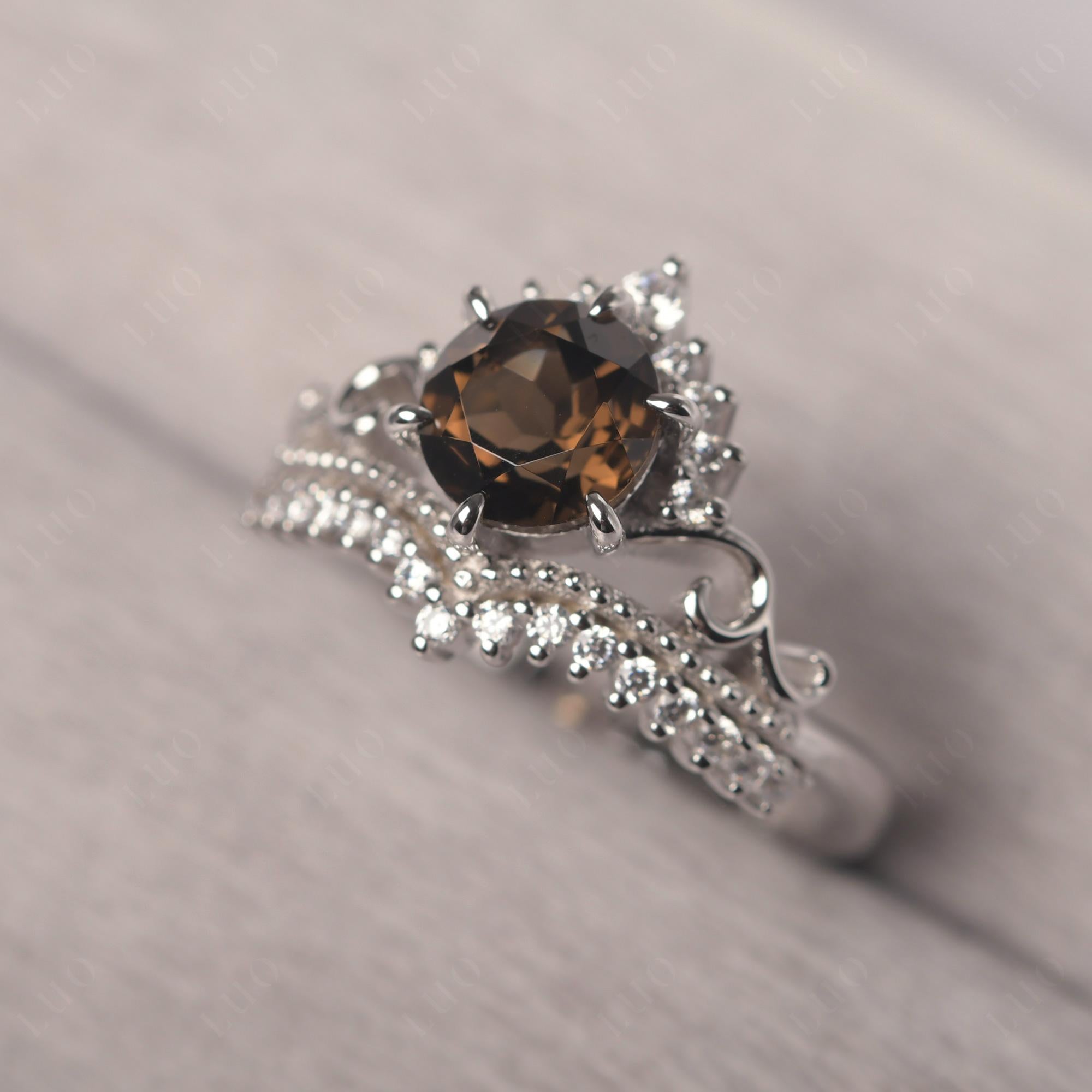 Vintage Smoky Quartz Cocktail Ring - LUO Jewelry