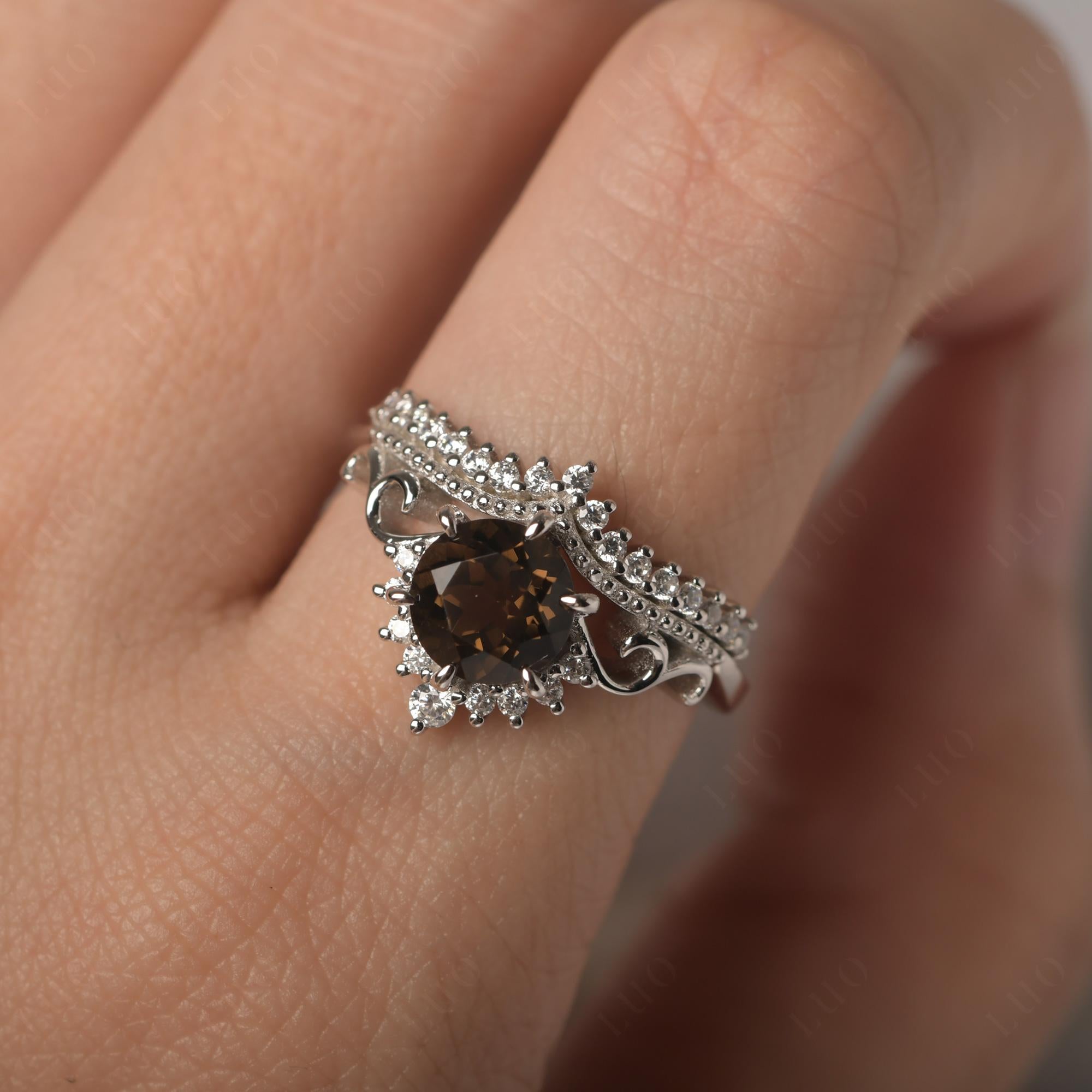 Vintage Smoky Quartz Cocktail Ring - LUO Jewelry