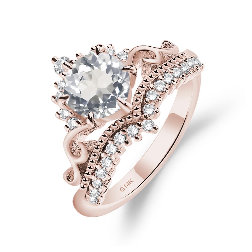 Vintage White Topaz Cocktail Ring - LUO Jewelry #metal_14k rose gold