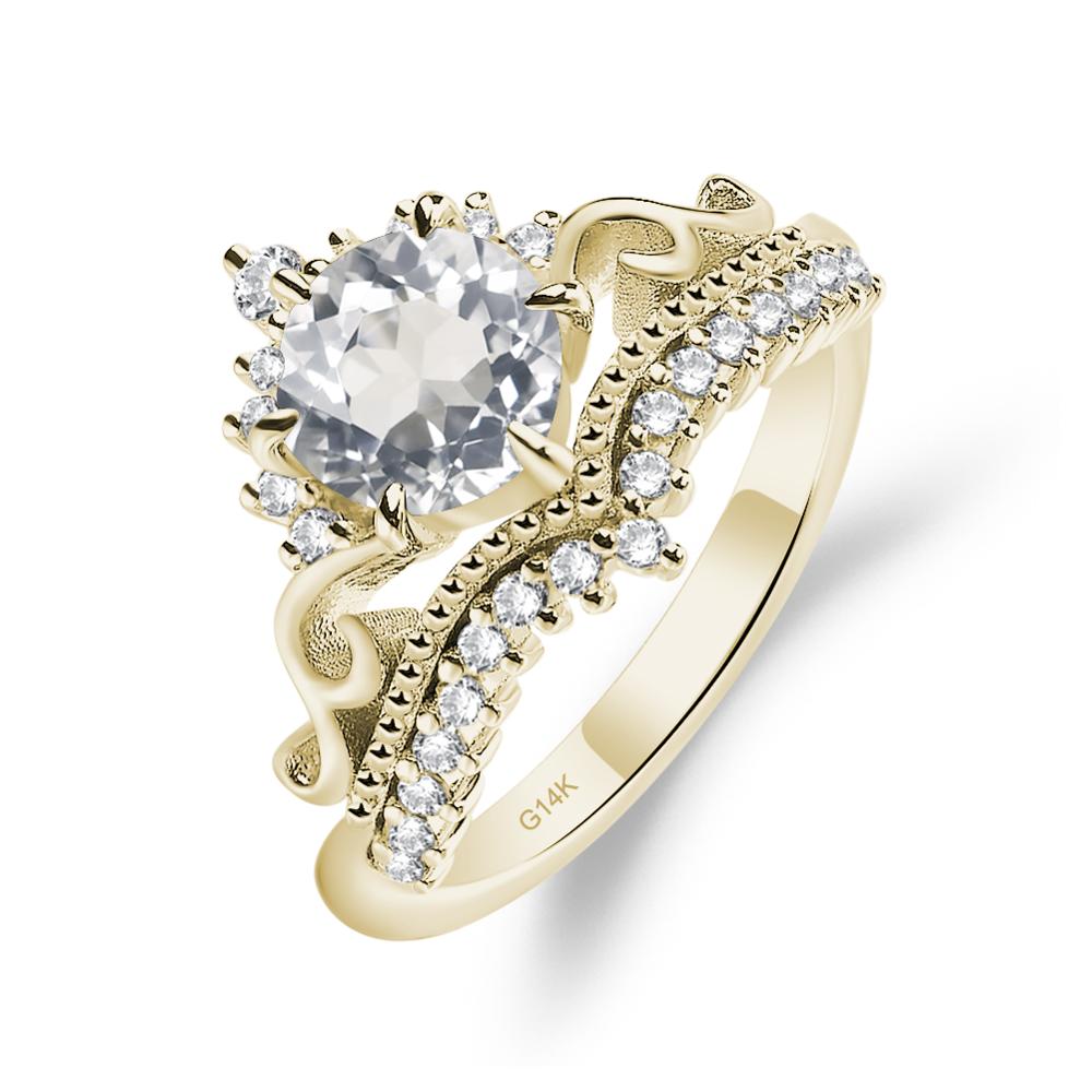 Vintage White Topaz Cocktail Ring - LUO Jewelry #metal_14k yellow gold