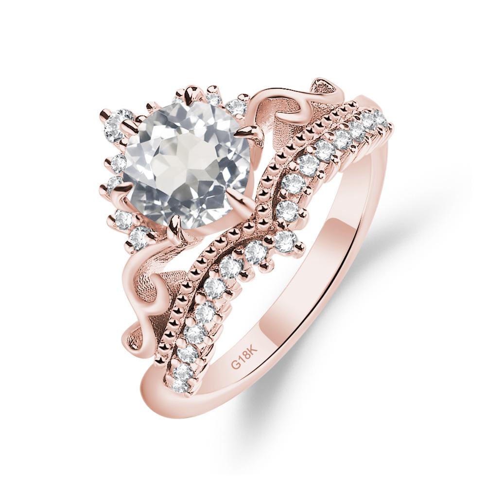 Vintage White Topaz Cocktail Ring - LUO Jewelry #metal_18k rose gold