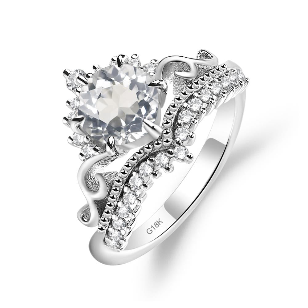 Vintage White Topaz Cocktail Ring - LUO Jewelry #metal_18k white gold