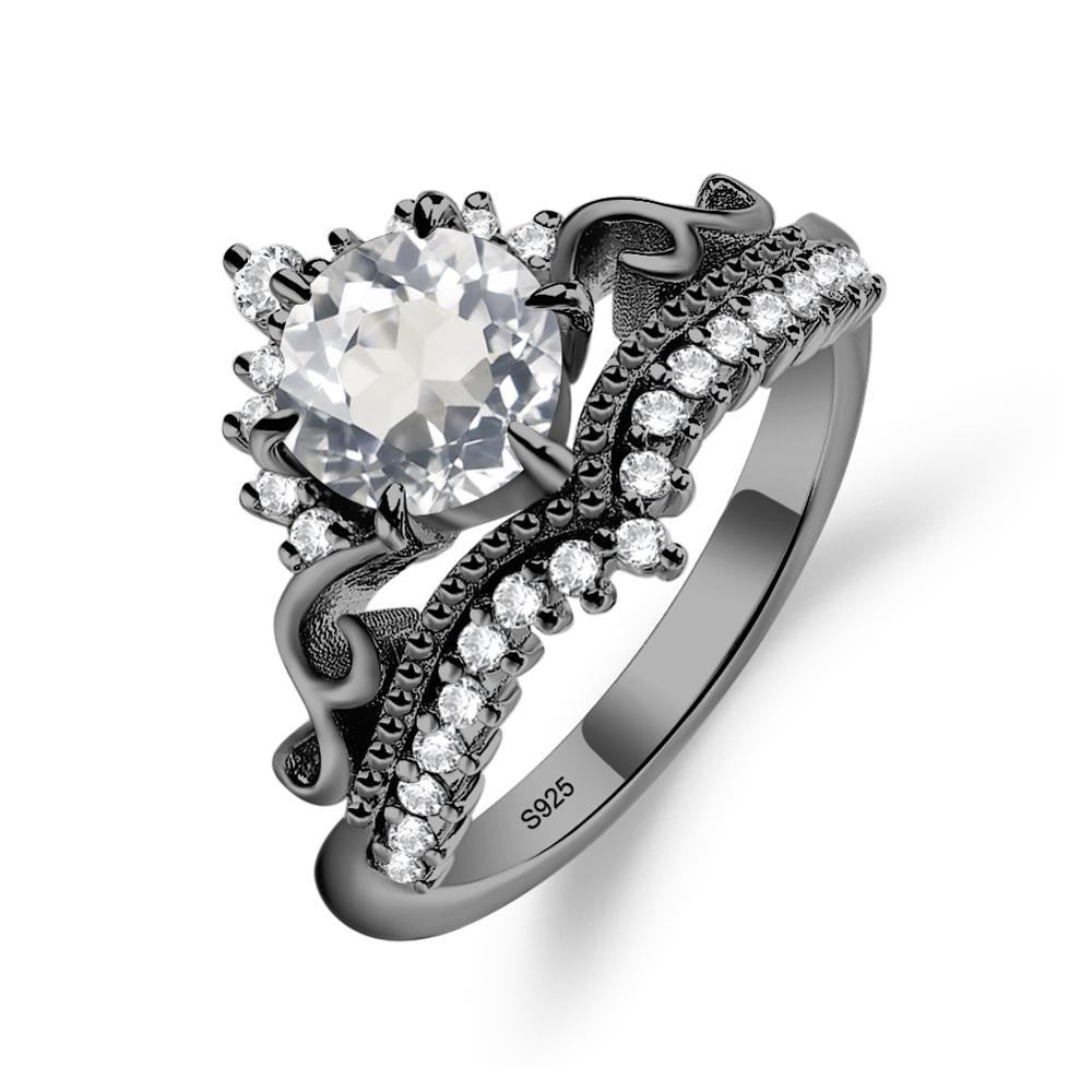 Vintage White Topaz Cocktail Ring - LUO Jewelry #metal_black finish sterling silver