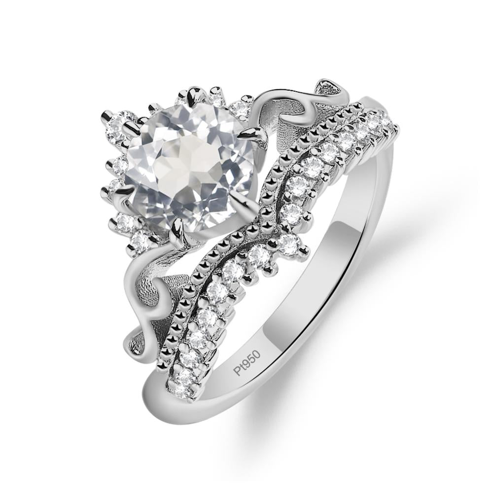 Vintage White Topaz Cocktail Ring - LUO Jewelry #metal_platinum