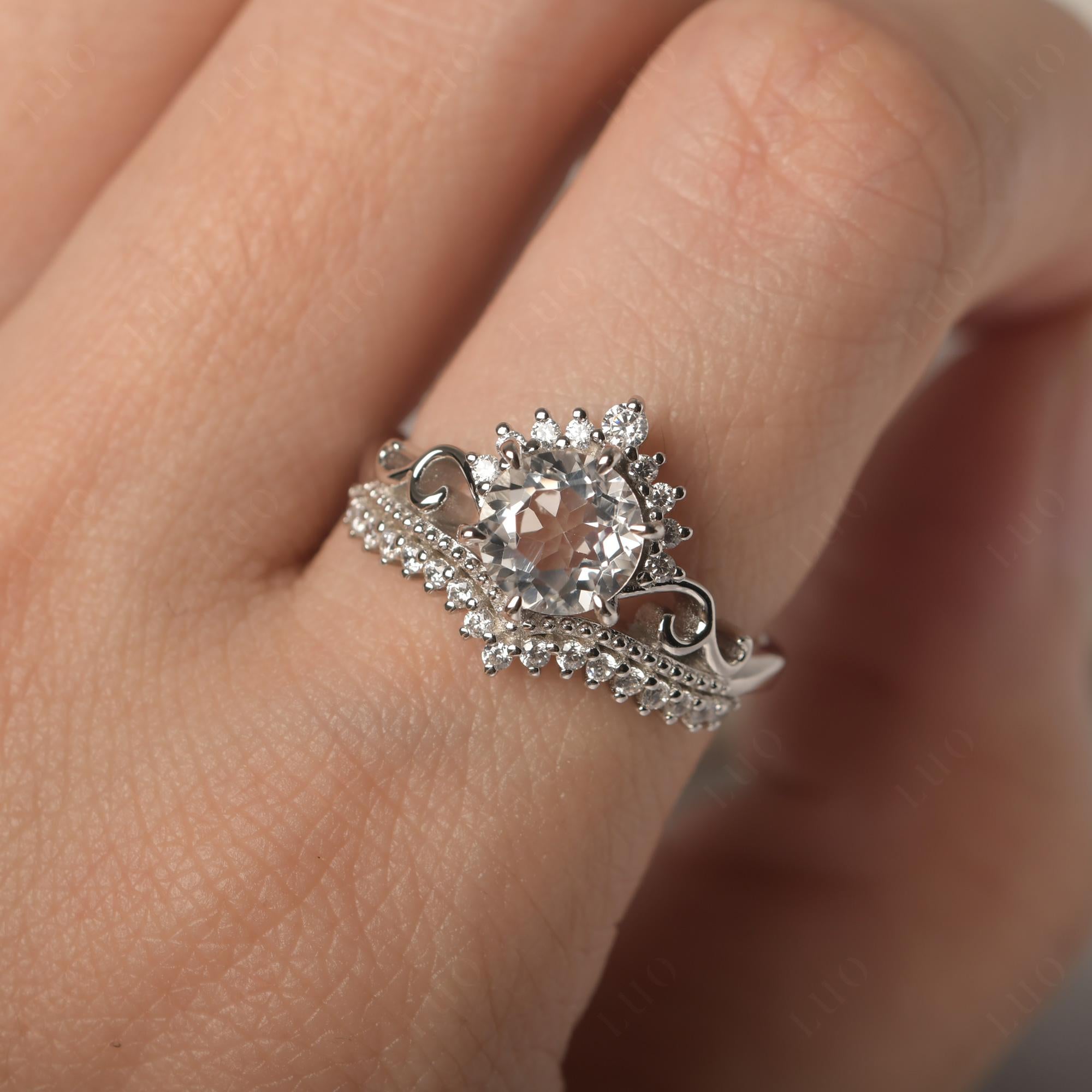 Vintage White Topaz Cocktail Ring - LUO Jewelry