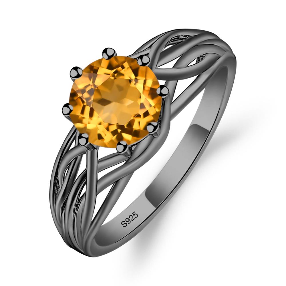 Intertwined Citrine Wedding Ring - LUO Jewelry #metal_black finish sterling silver