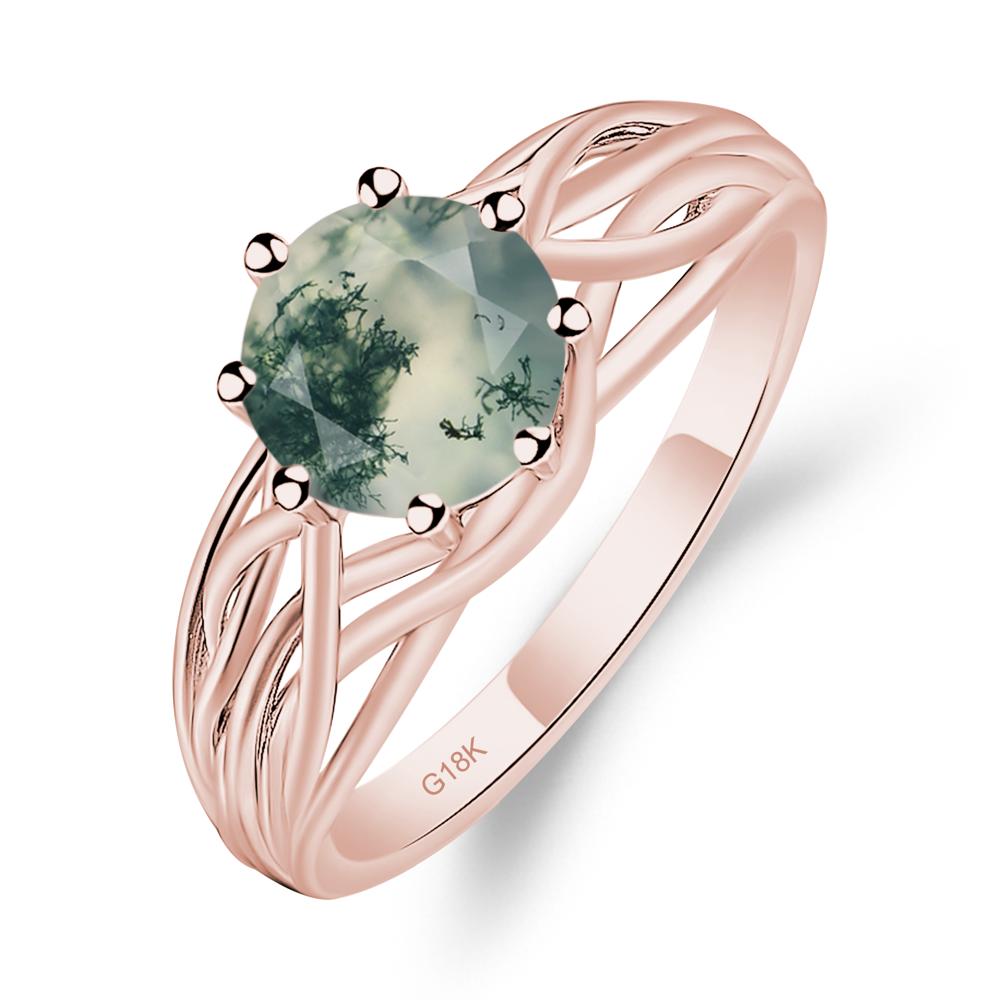 Intertwined Moss Agate Wedding Ring - LUO Jewelry #metal_18k rose gold