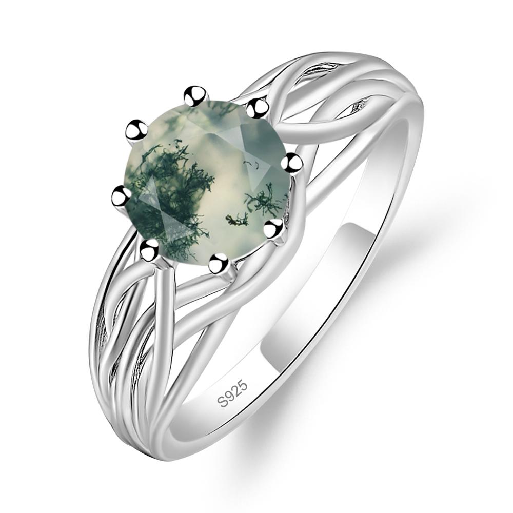 Intertwined Moss Agate Wedding Ring - LUO Jewelry #metal_sterling silver