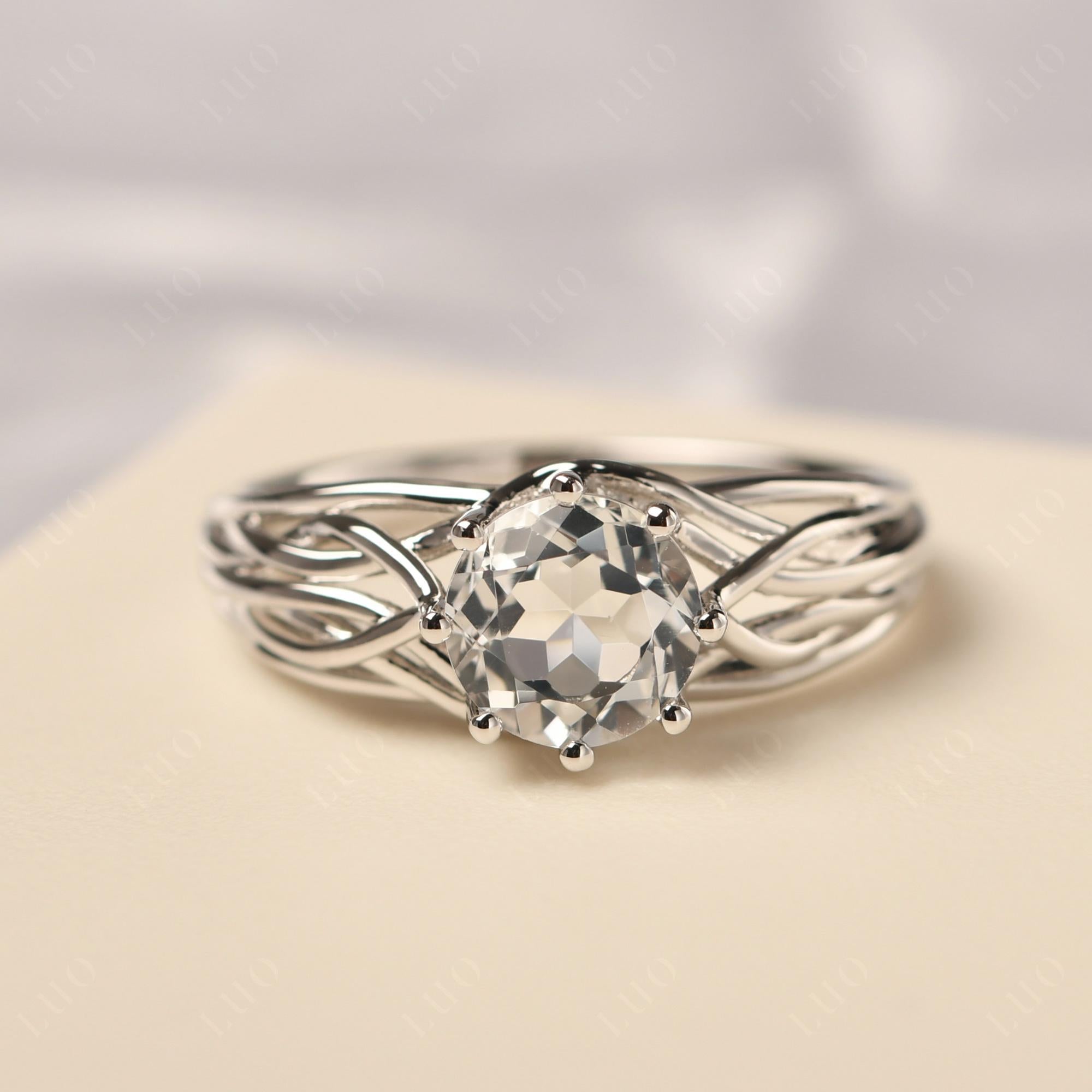 Intertwined White Topaz Wedding Ring - LUO Jewelry