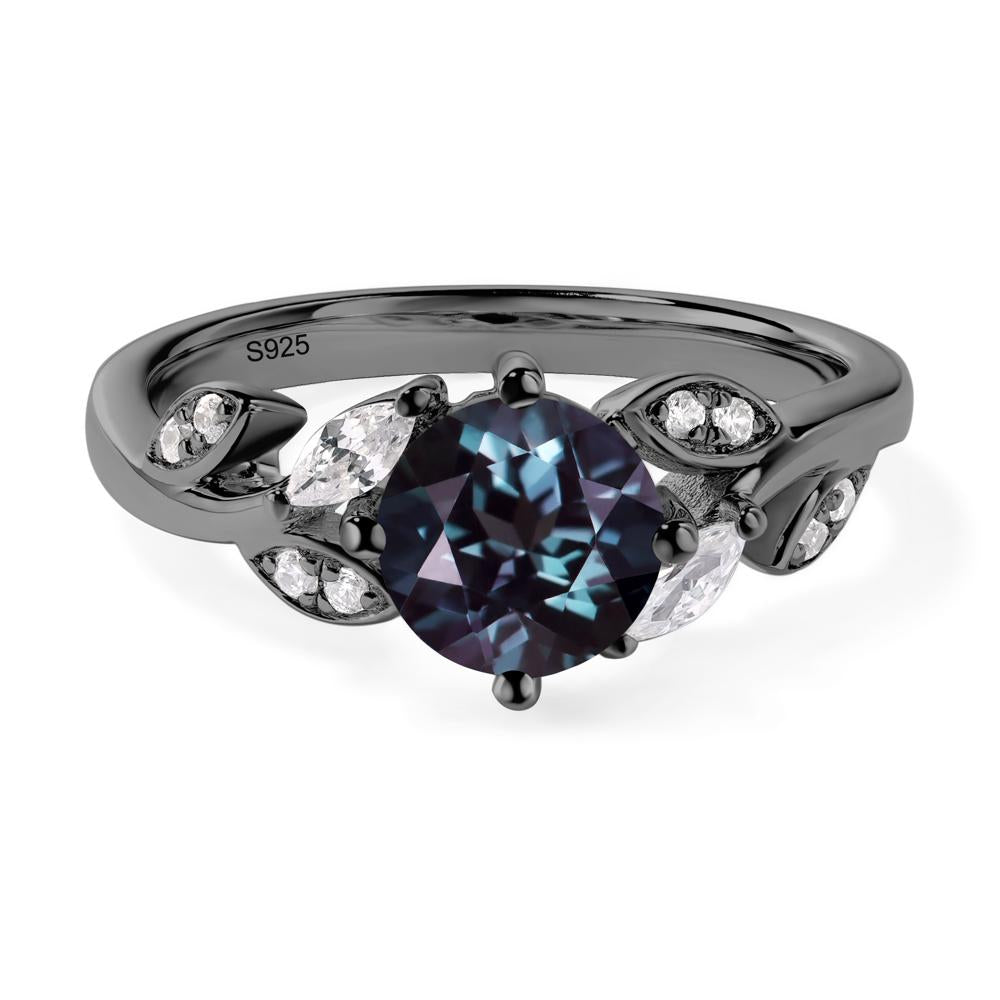 Vine Leaf Alexandrite Engagement Ring - LUO Jewelry #metal_black finish sterling silver