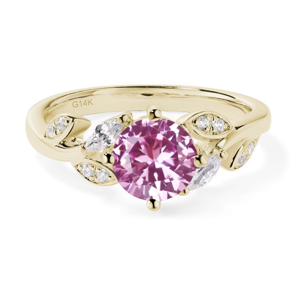 Vine Leaf Pink Sapphire Engagement Ring - LUO Jewelry #metal_14k yellow gold