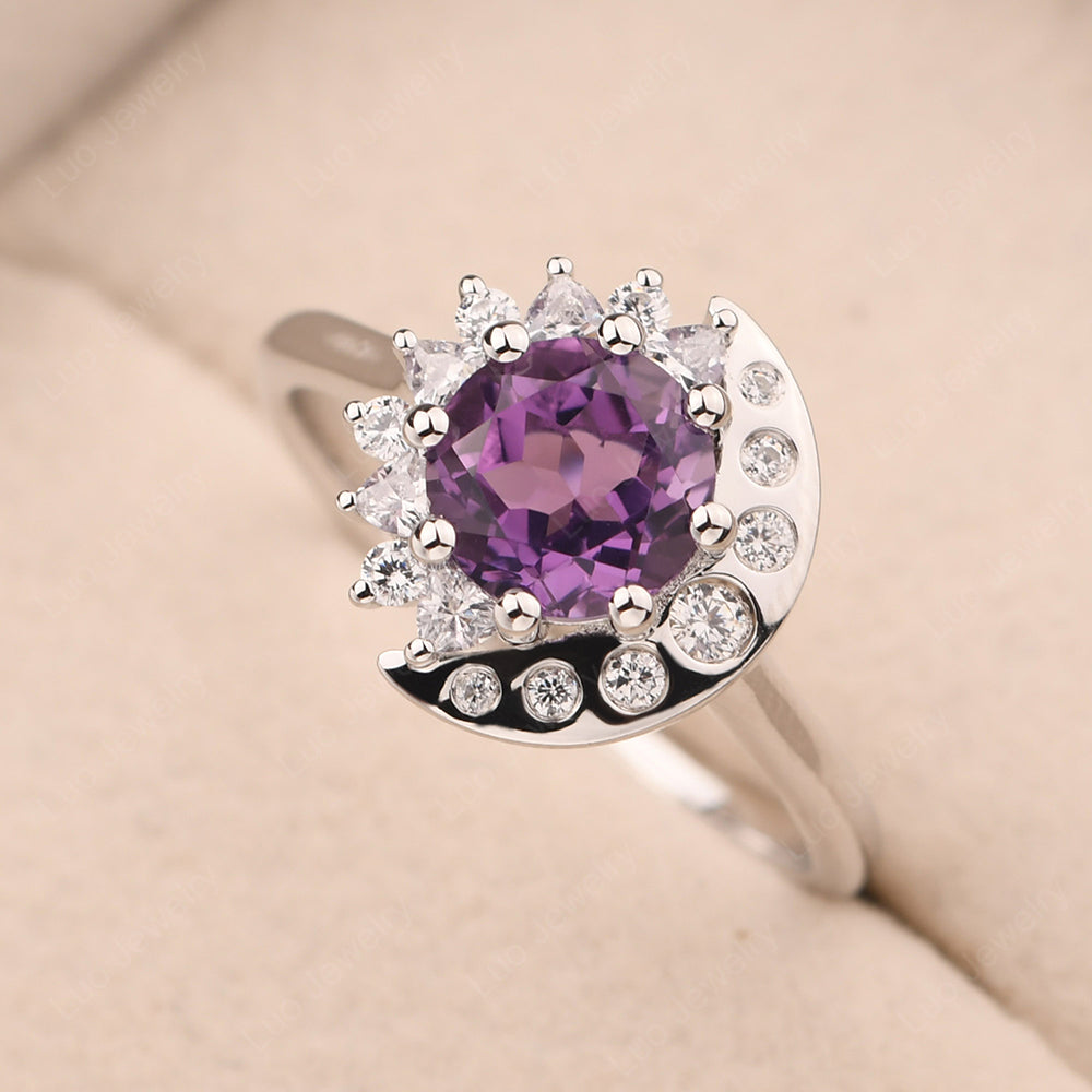 Unique Amethyst Engagement Ring Yellow Gold - LUO Jewelry