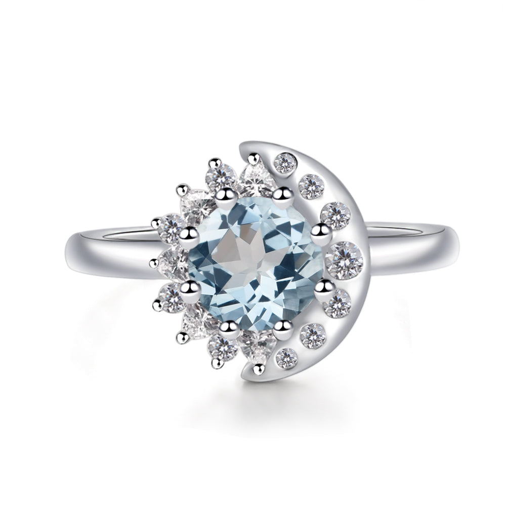 Unique Aquamarine Engagement Ring Yellow Gold - LUO Jewelry