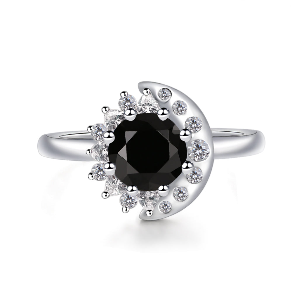 Unique Black Spinel Engagement Ring Yellow Gold - LUO Jewelry