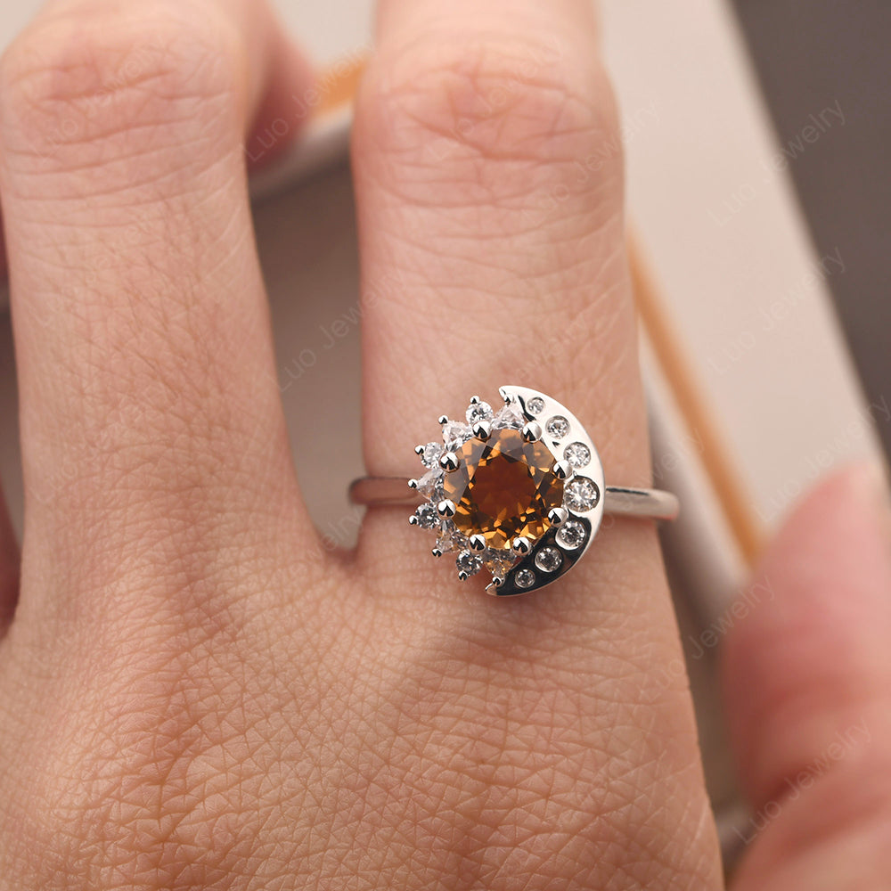 Unique Citrine Engagement Ring Yellow Gold - LUO Jewelry