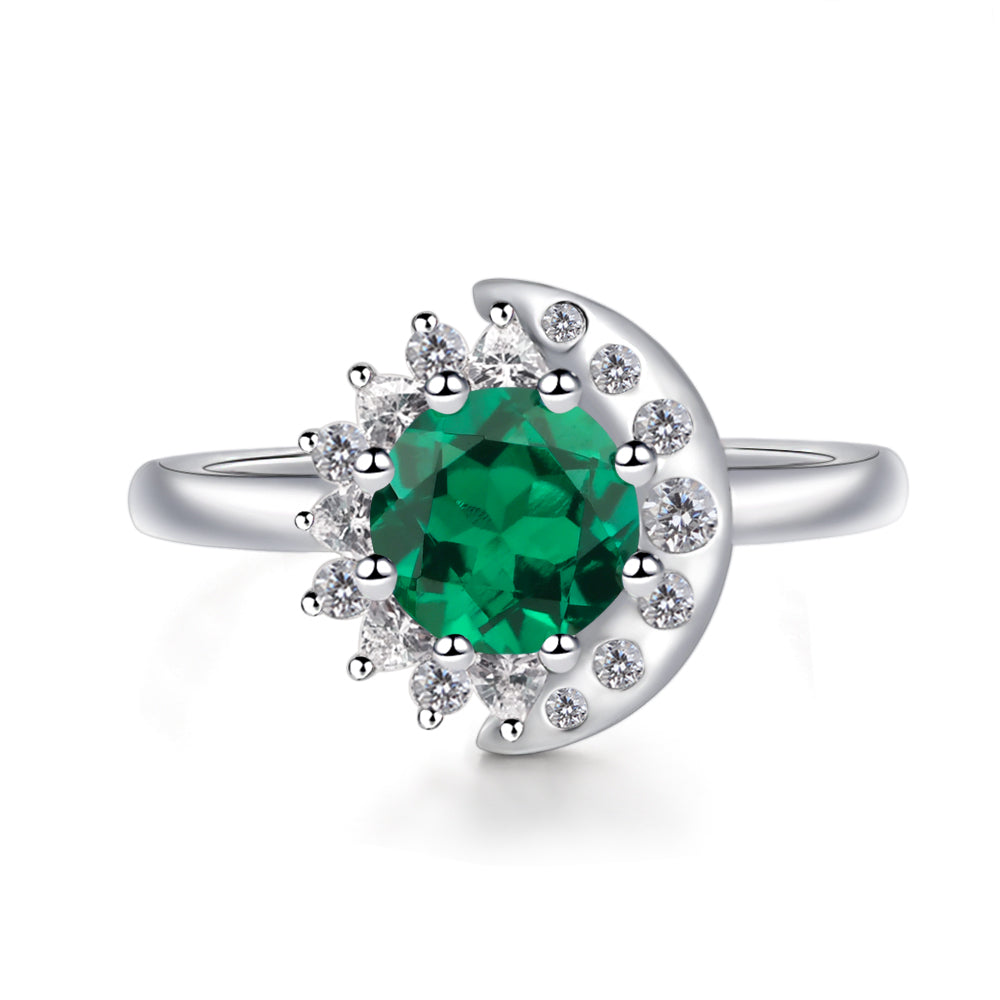 Bague Alliance ÉMERAUDE & CZ Forme Octogonale - 1.5 Ct - Argent Sterling 925 - Taille 7 - Neuf Avec étiquettes
