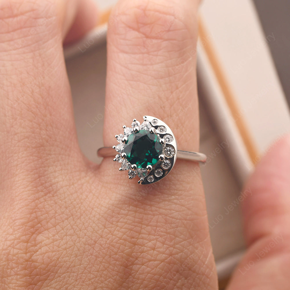 Unique Emerald Engagement Ring Yellow Gold - LUO Jewelry