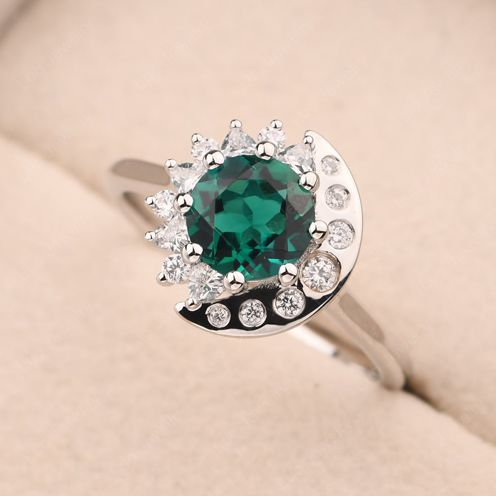 Unique Emerald Engagement Ring Yellow Gold - LUO Jewelry