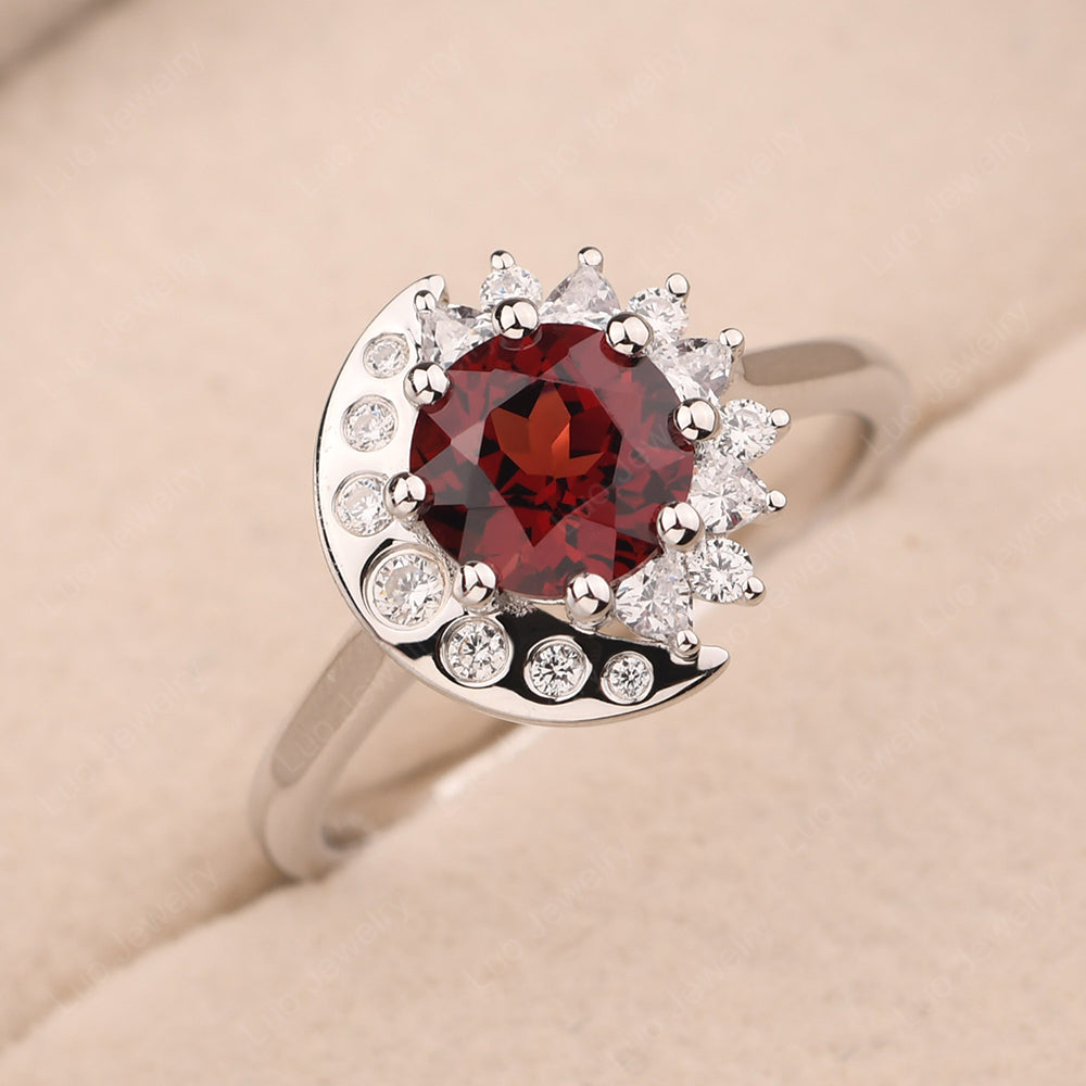 Unique Garnet Engagement Ring Yellow Gold - LUO Jewelry